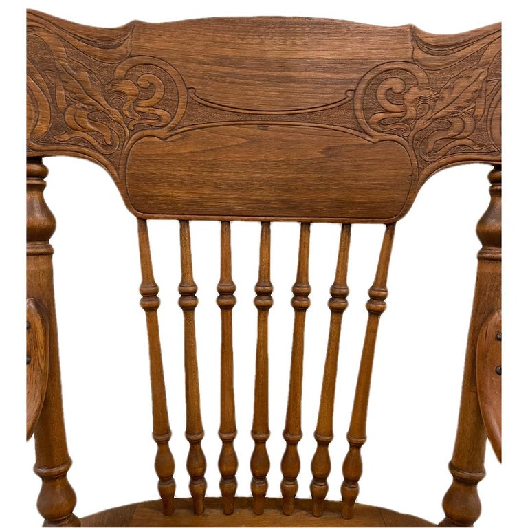 Oak Carved Desk Chair For Sale at 1stDibs