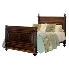 Oak Carved Henry II Antique Bed, WK202