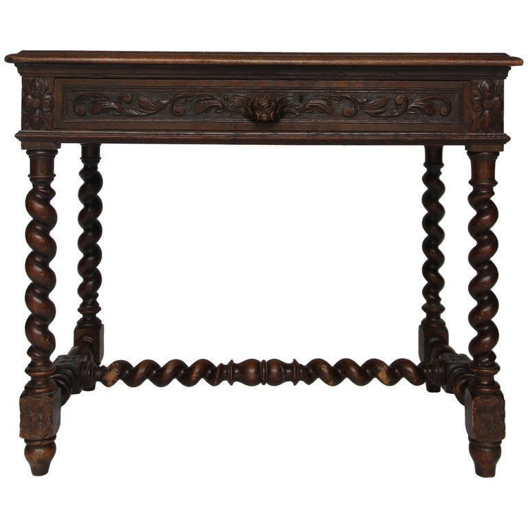 Oak Carved Twist Leg Table at 1stDibs