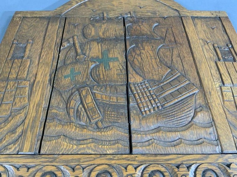 Late 19th Century Oak Carving of a Sailing Ship For Sale
