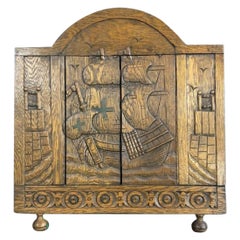 Oak Carving of a Sailing Ship