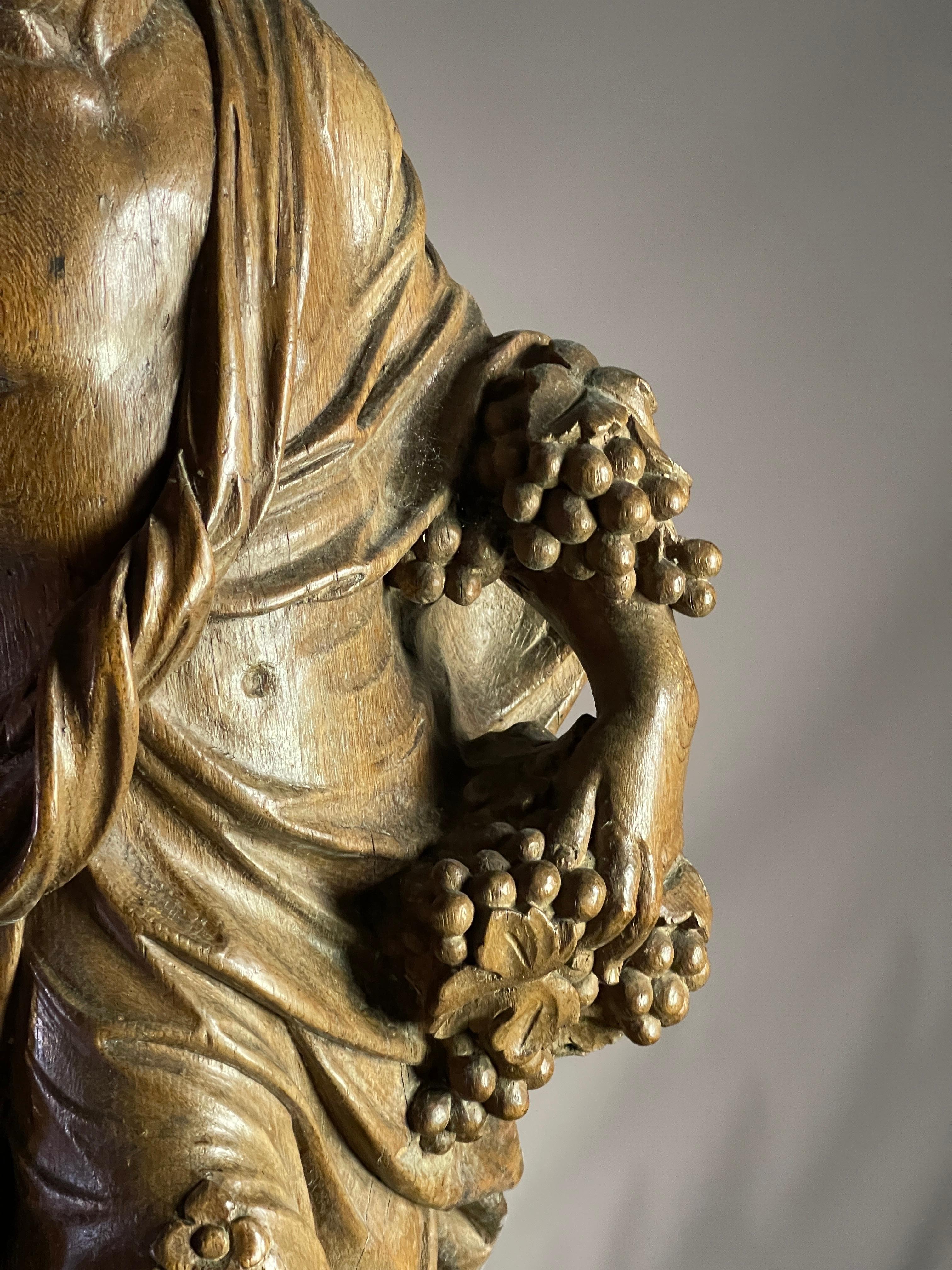 English Oak carving of Bacchus, god of wine Circa 1700 For Sale