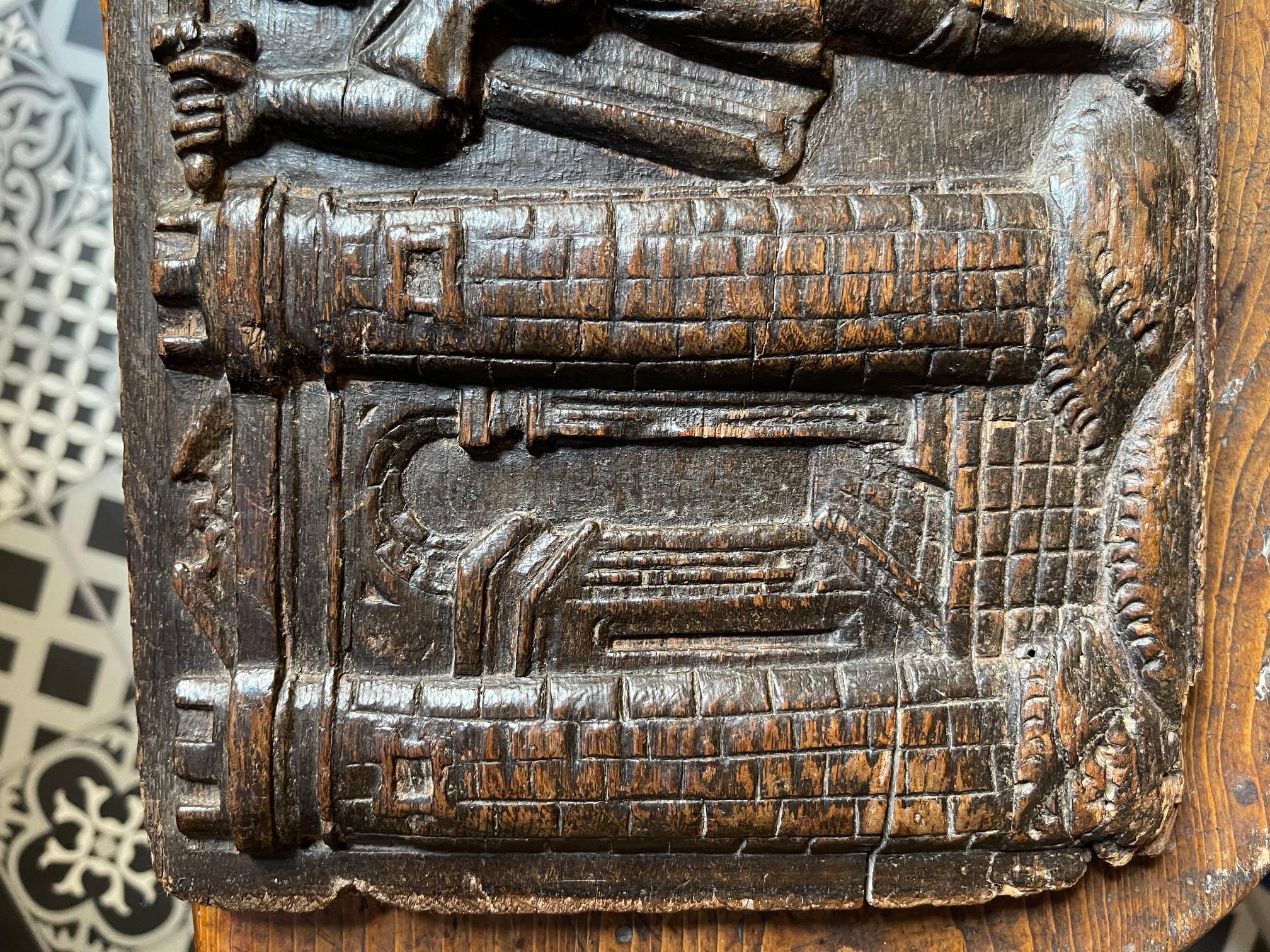 Scultura in Oak del sacrificio di Isacco da parte di Abramo, C.C. 1600 In condizioni buone in vendita a Bakewell, GB