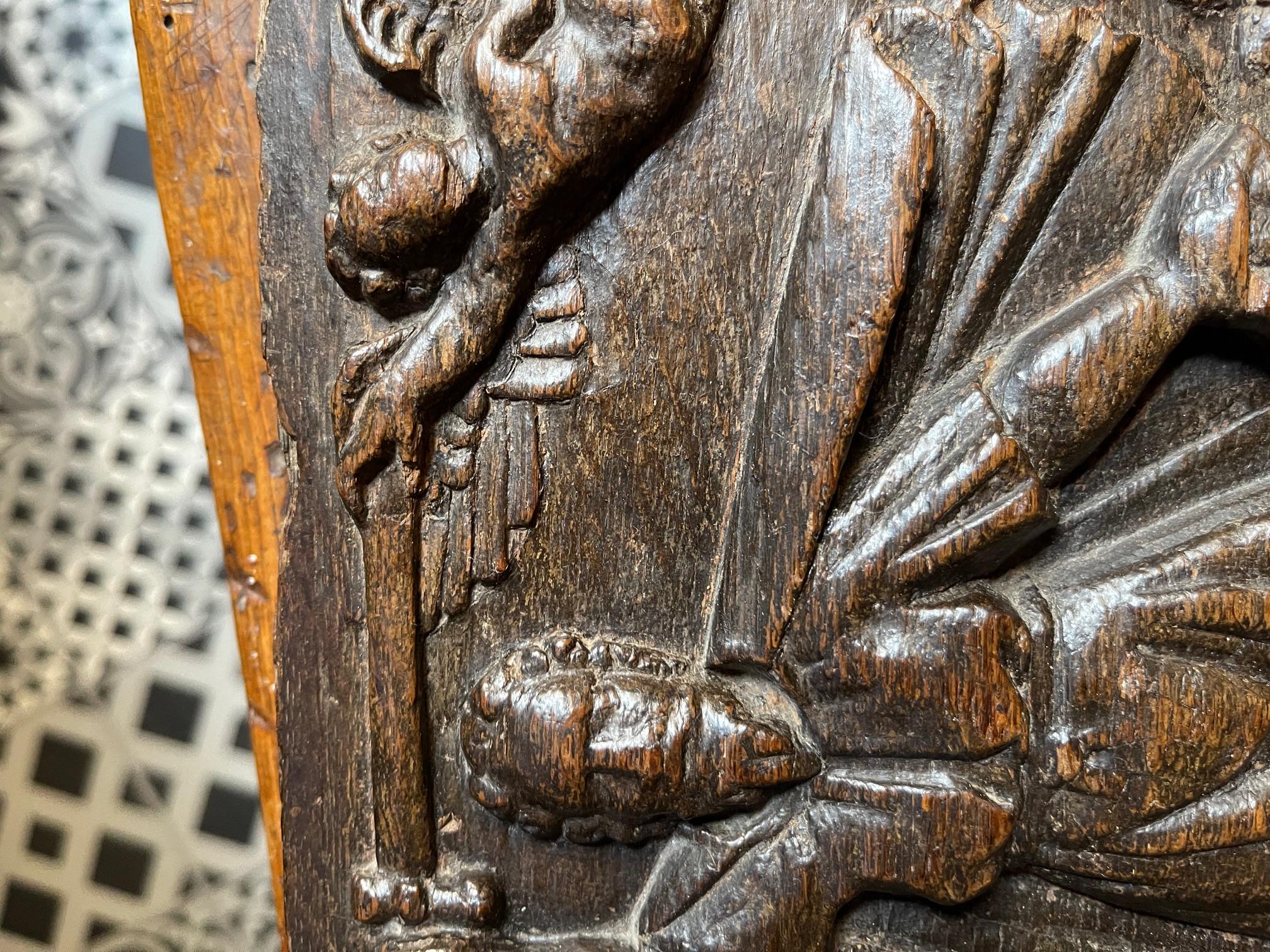 18th Century and Earlier Oak Carving of Abraham’s sacrifice of Isaac, C 1600 For Sale