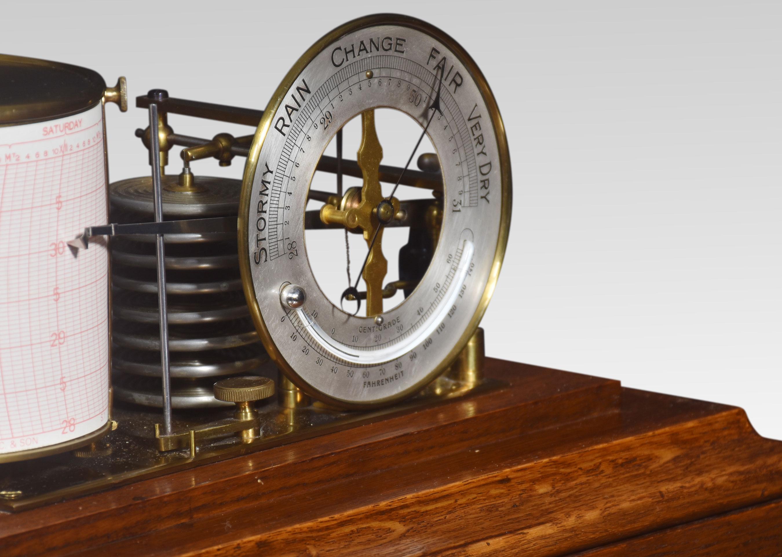 20th Century Oak cased barograph and barometer For Sale