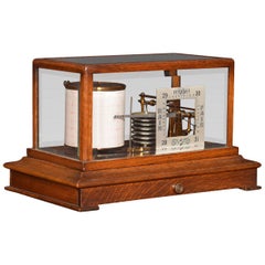 Oak Cased Barograph and Barometer