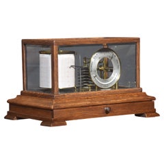 Barograph und Barometer in Eichenholzgehäuse