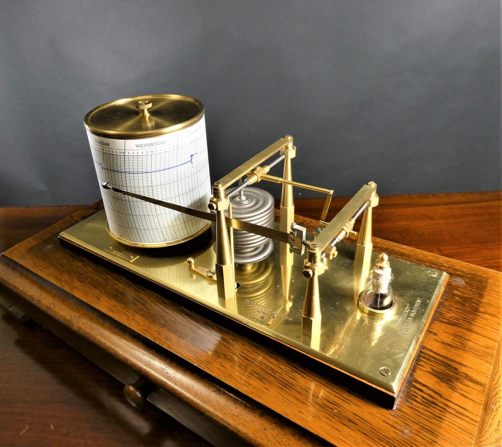 English Oak Cased Barograph by Negretti & Zambra, London For Sale