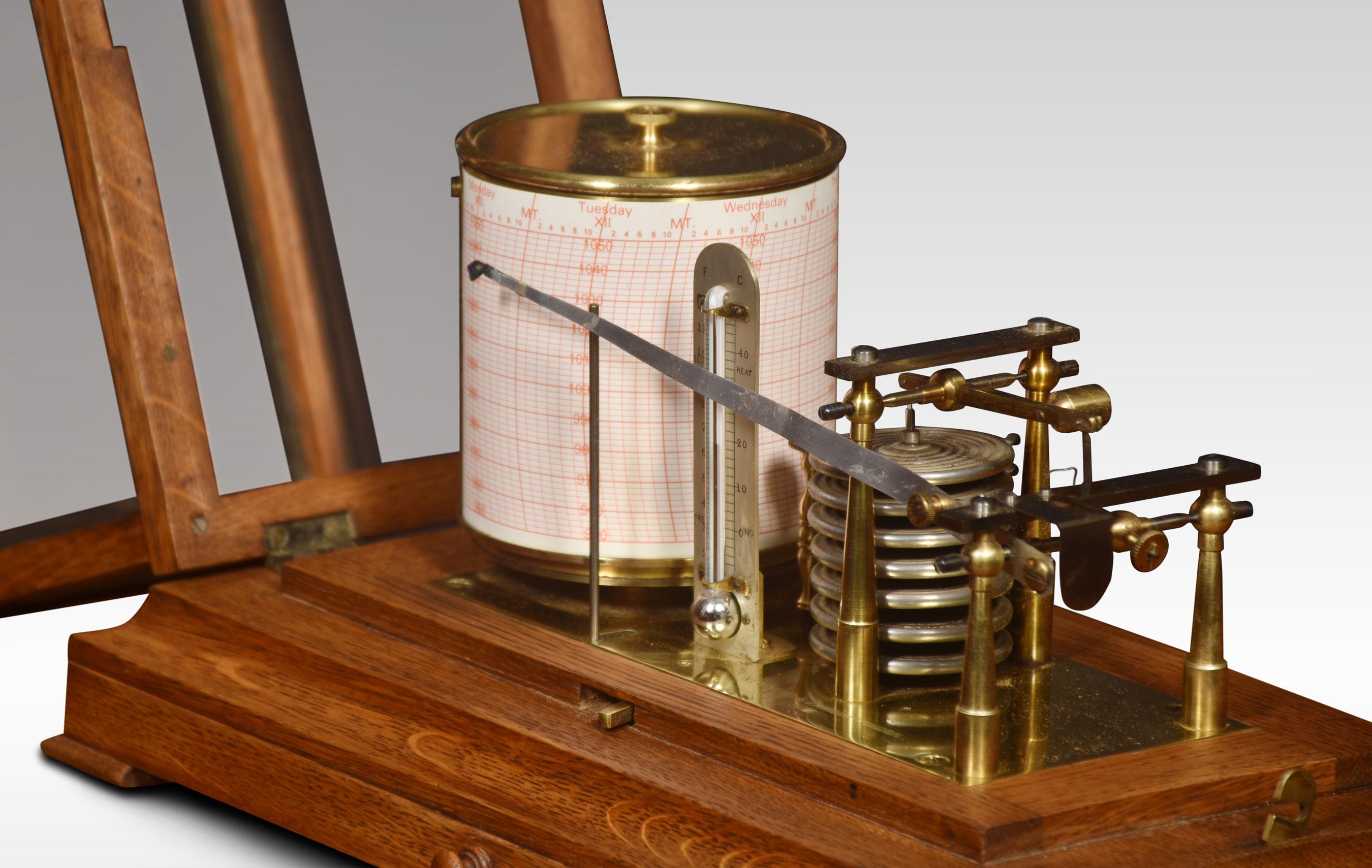 Oak Cased Barograph by Negretti & Zambra, London In Good Condition In Cheshire, GB