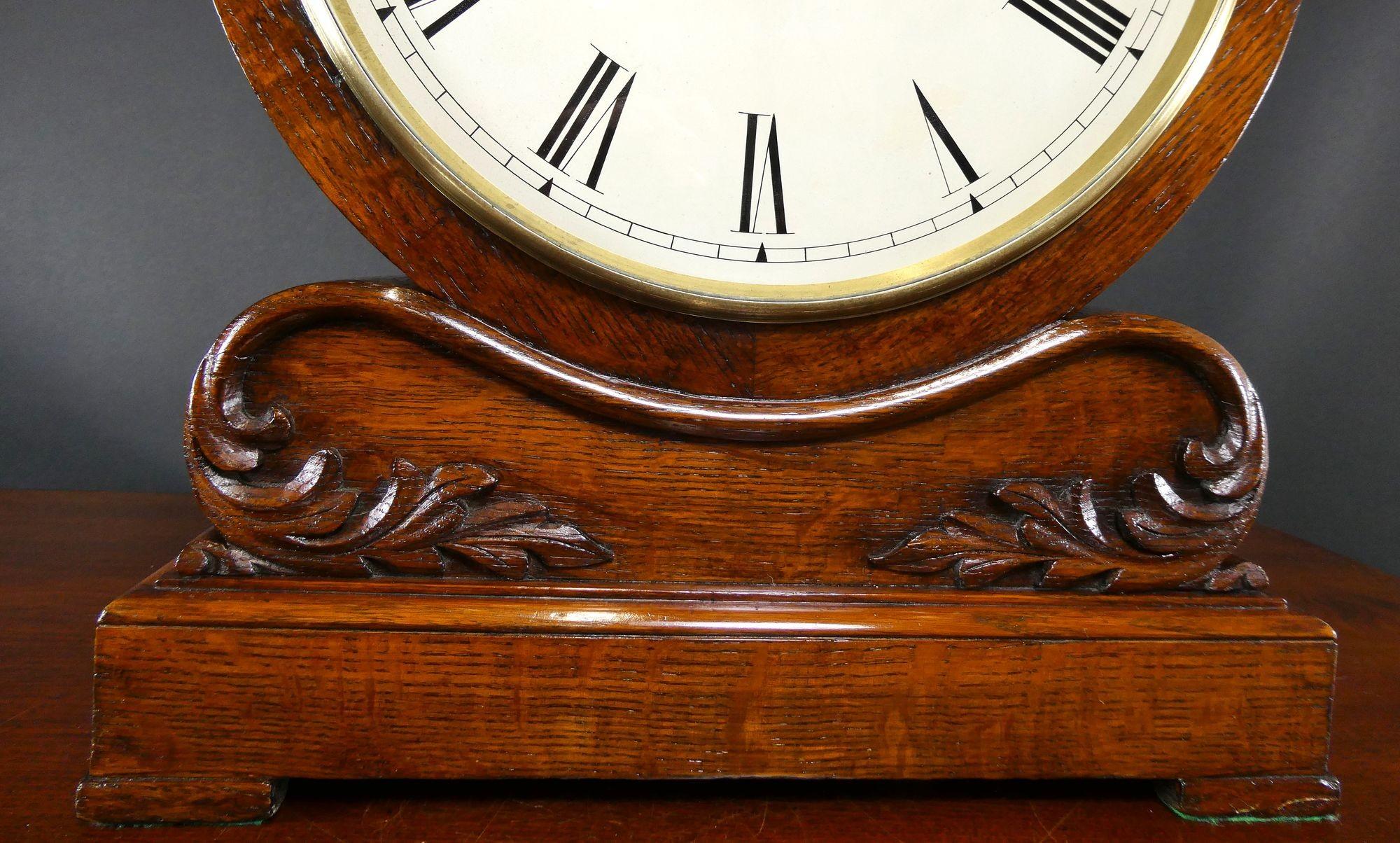 English Oak Cased Drumhead Fusee Bracket Clock, Goodman Brothers, Kings Road, Chelsea For Sale