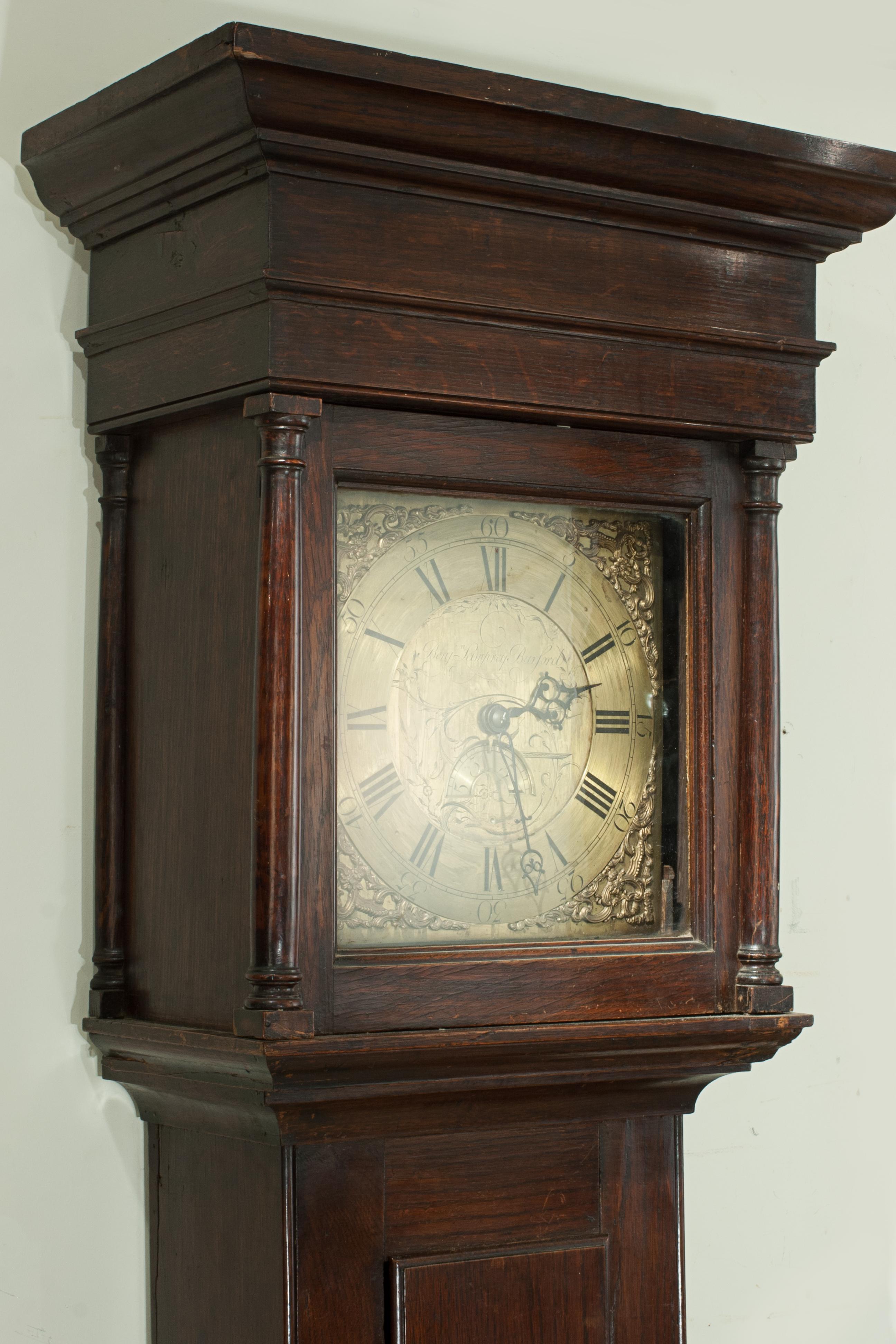 Oak Cased Grandfather Clock by Benjamin Lamprey, Burford For Sale 7