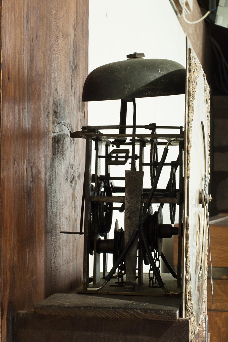 Oak Cased Grandfather Clock by Benjamin Lamprey, Burford For Sale at