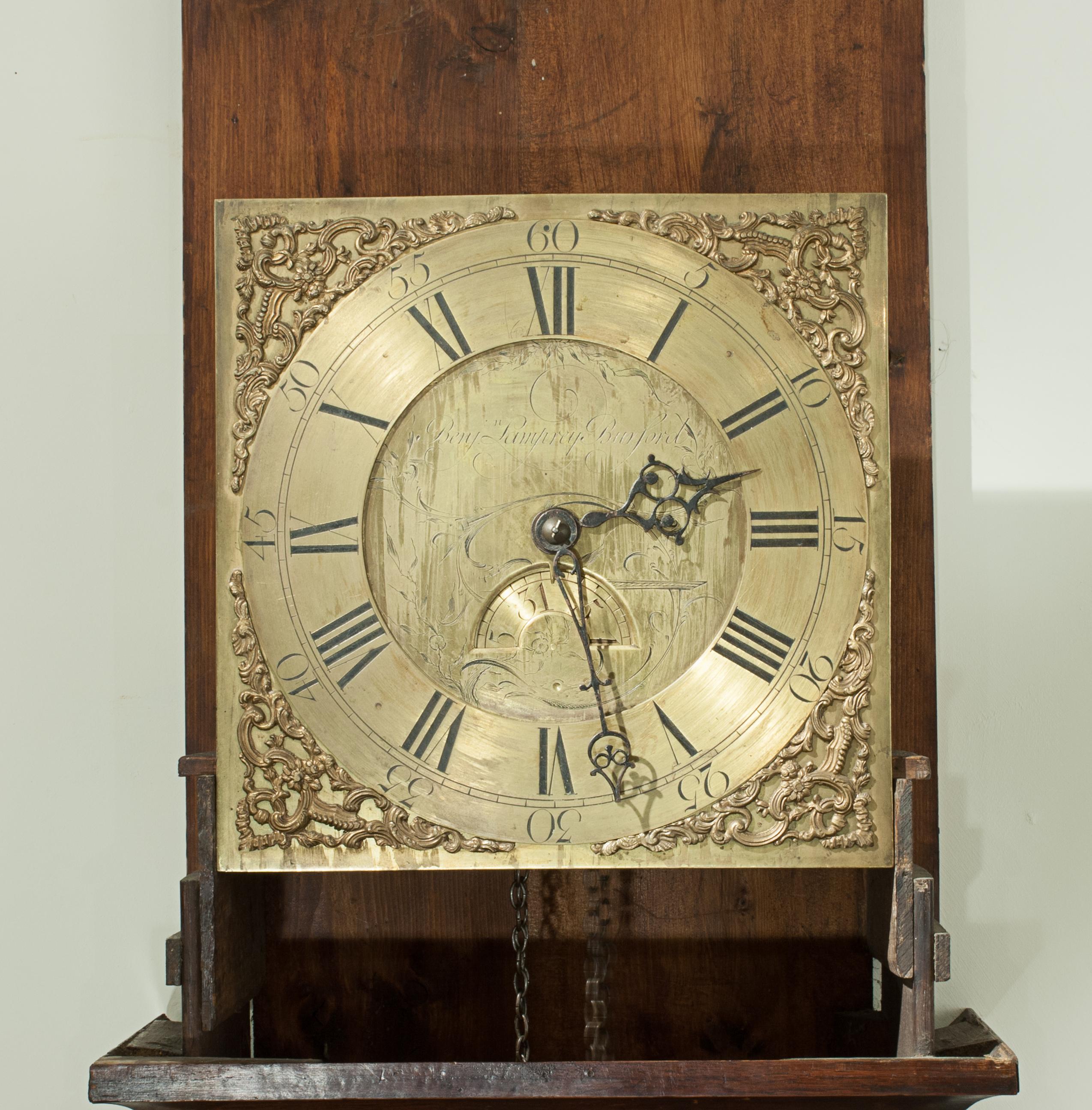 Oak Cased Grandfather Clock by Benjamin Lamprey, Burford For Sale 10