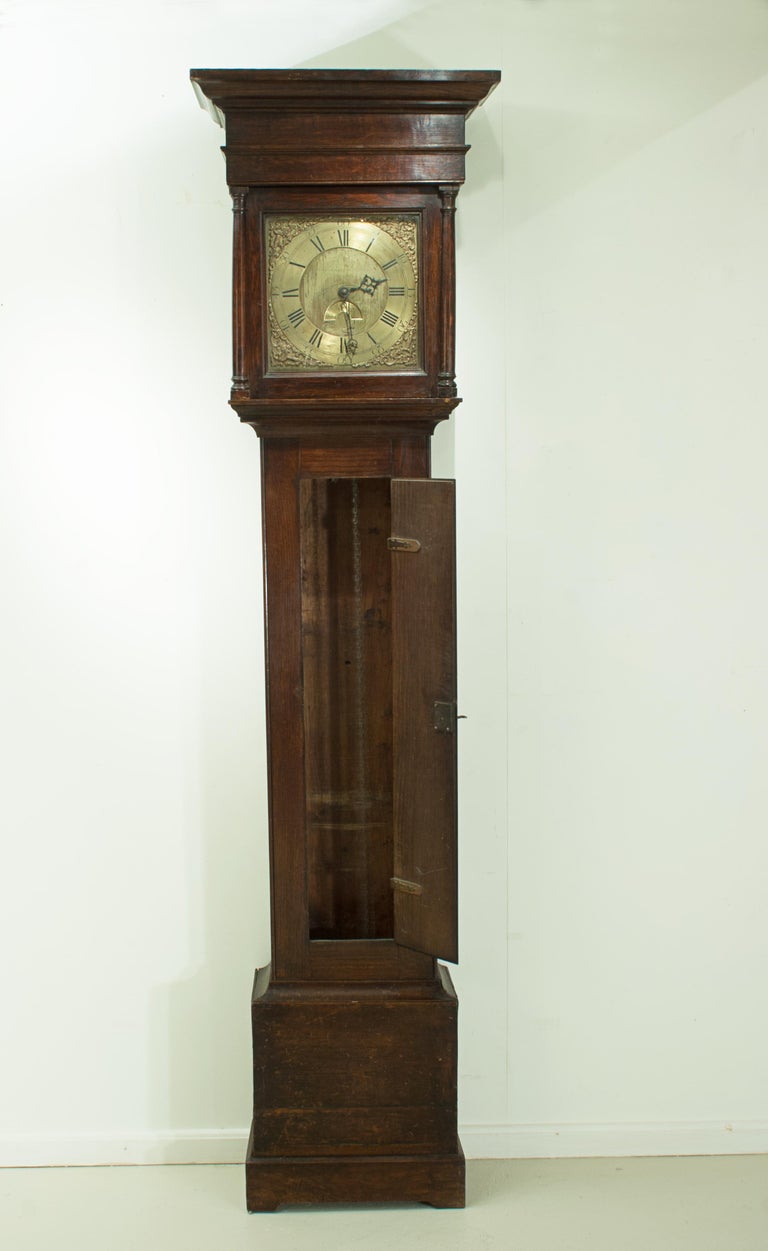 Oak Cased Grandfather Clock by Benjamin Lamprey, Burford For Sale at