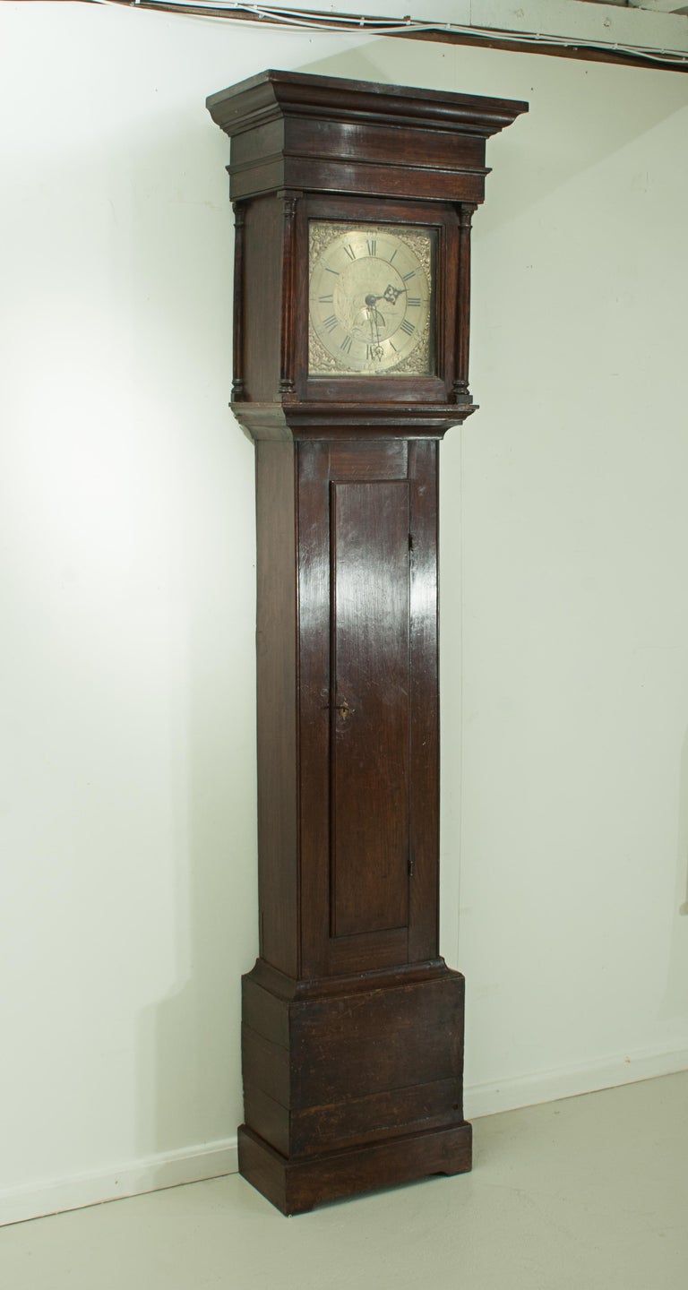 Oak Cased Grandfather Clock by Benjamin Lamprey, Burford For Sale at