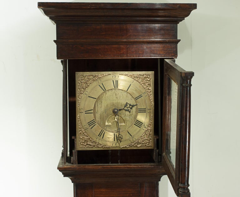 Oak Cased Grandfather Clock by Benjamin Lamprey, Burford For Sale at