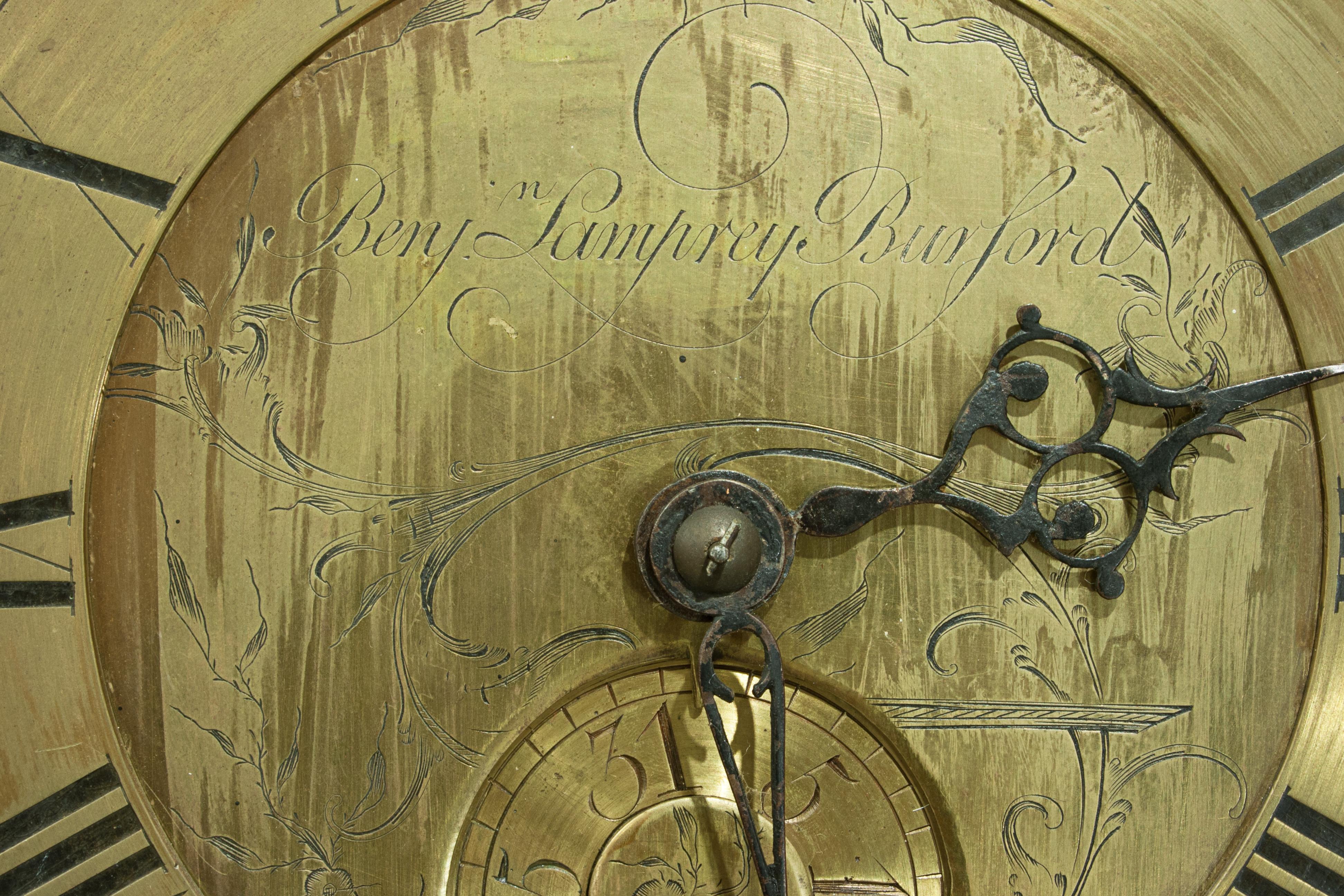 Oak Cased Grandfather Clock by Benjamin Lamprey, Burford For Sale 2