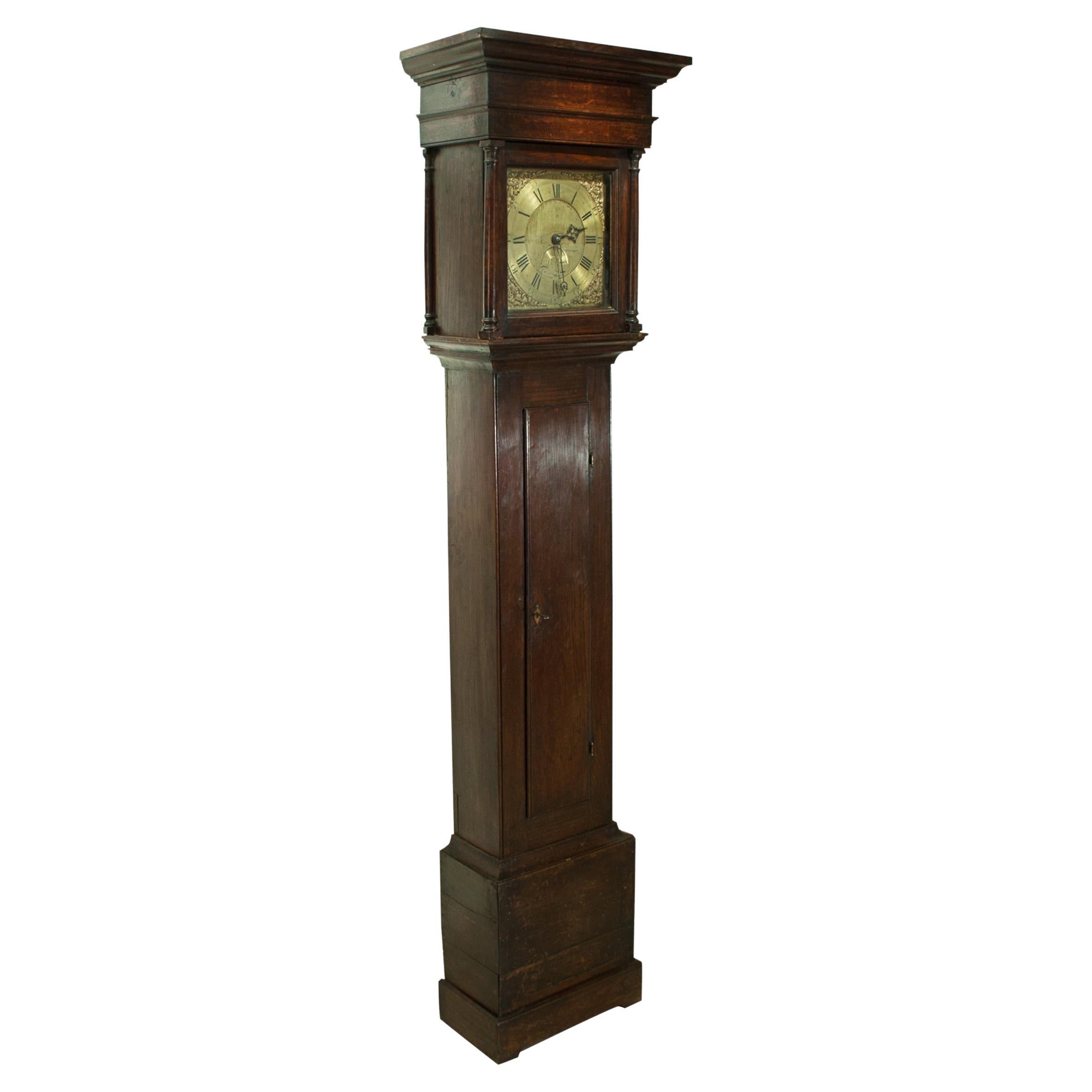 Oak Cased Grandfather Clock by Benjamin Lamprey, Burford For Sale