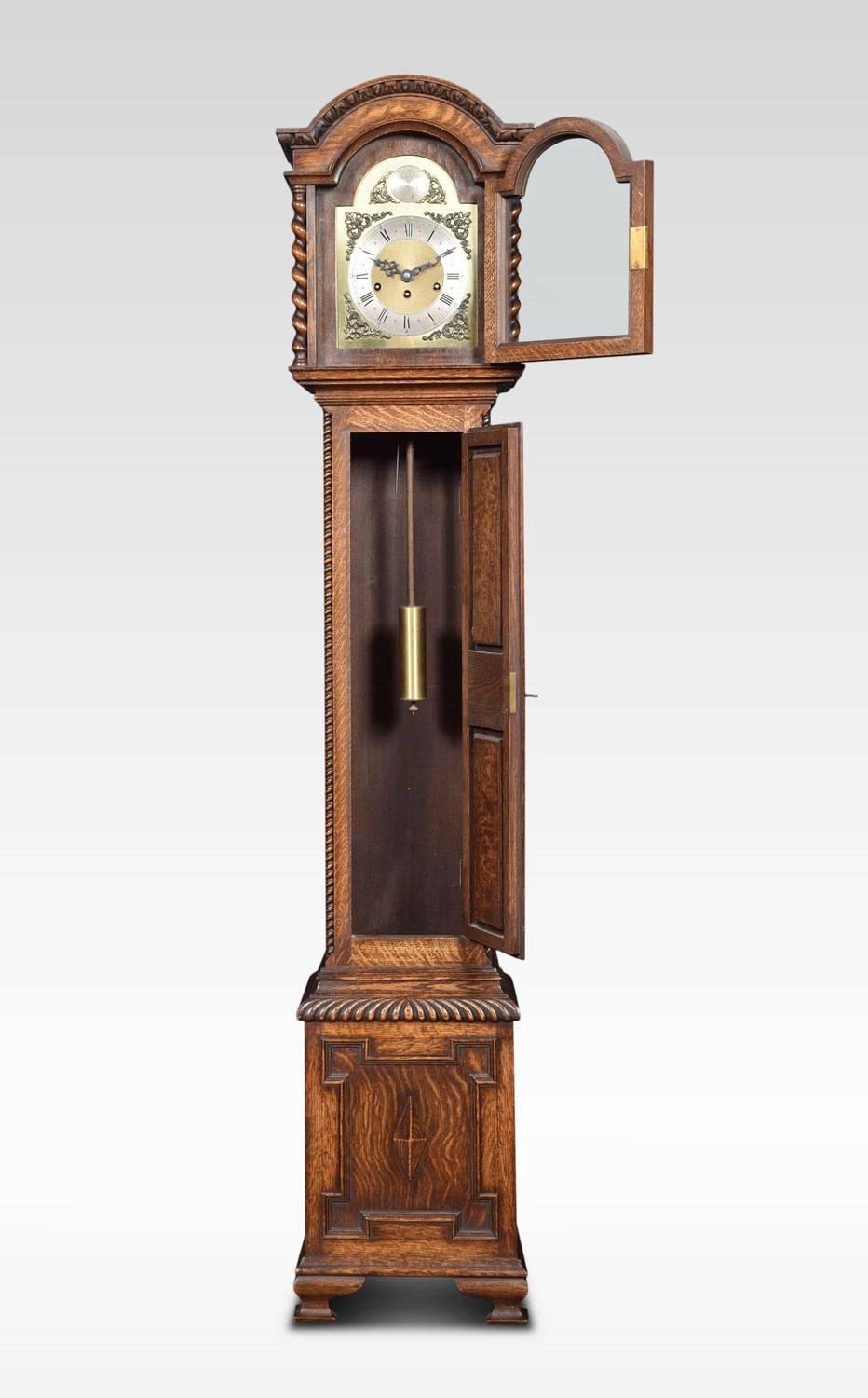 British Oak Cased Grandmother Clock