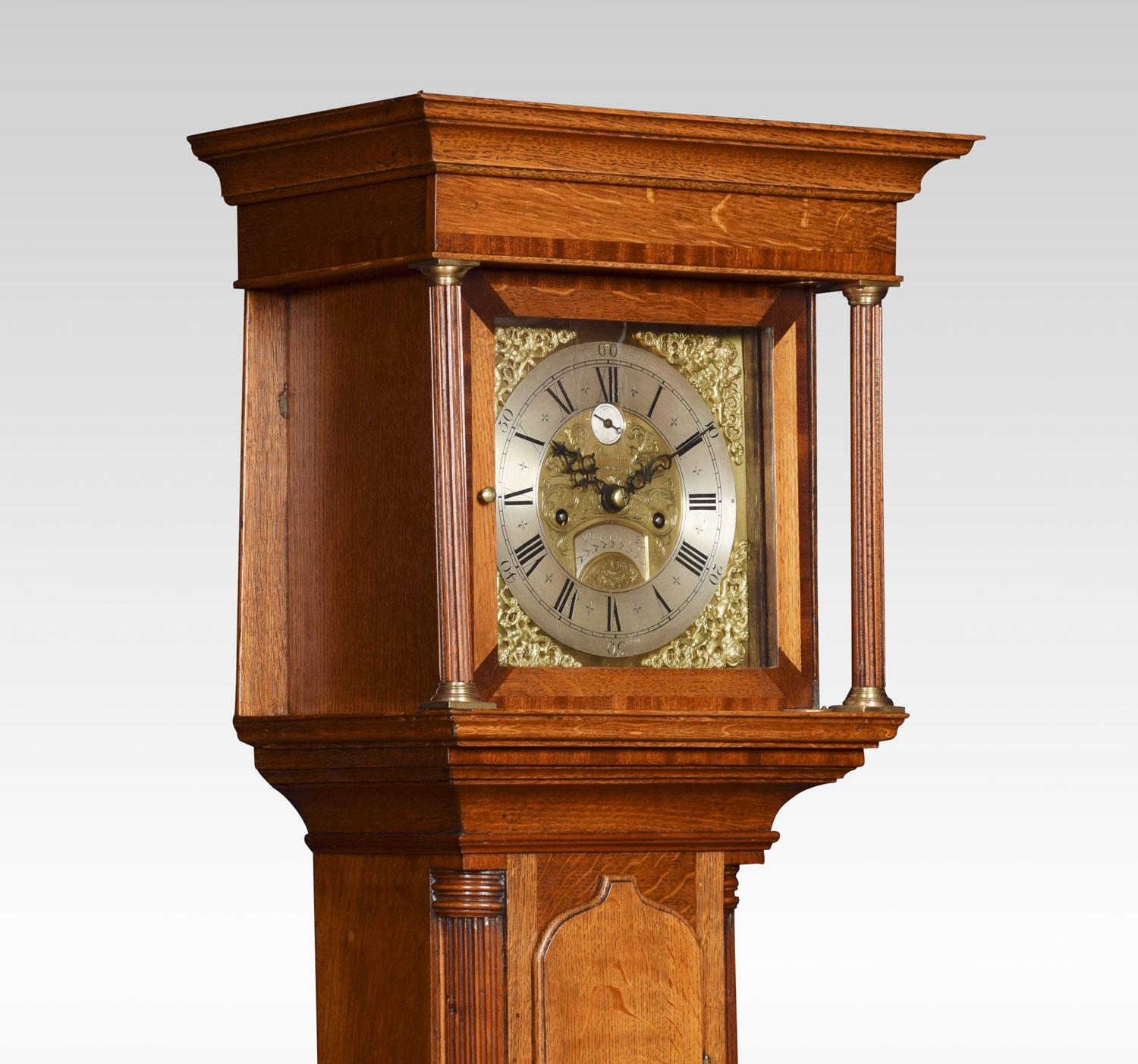 British Oak Cased Grandmother Clock