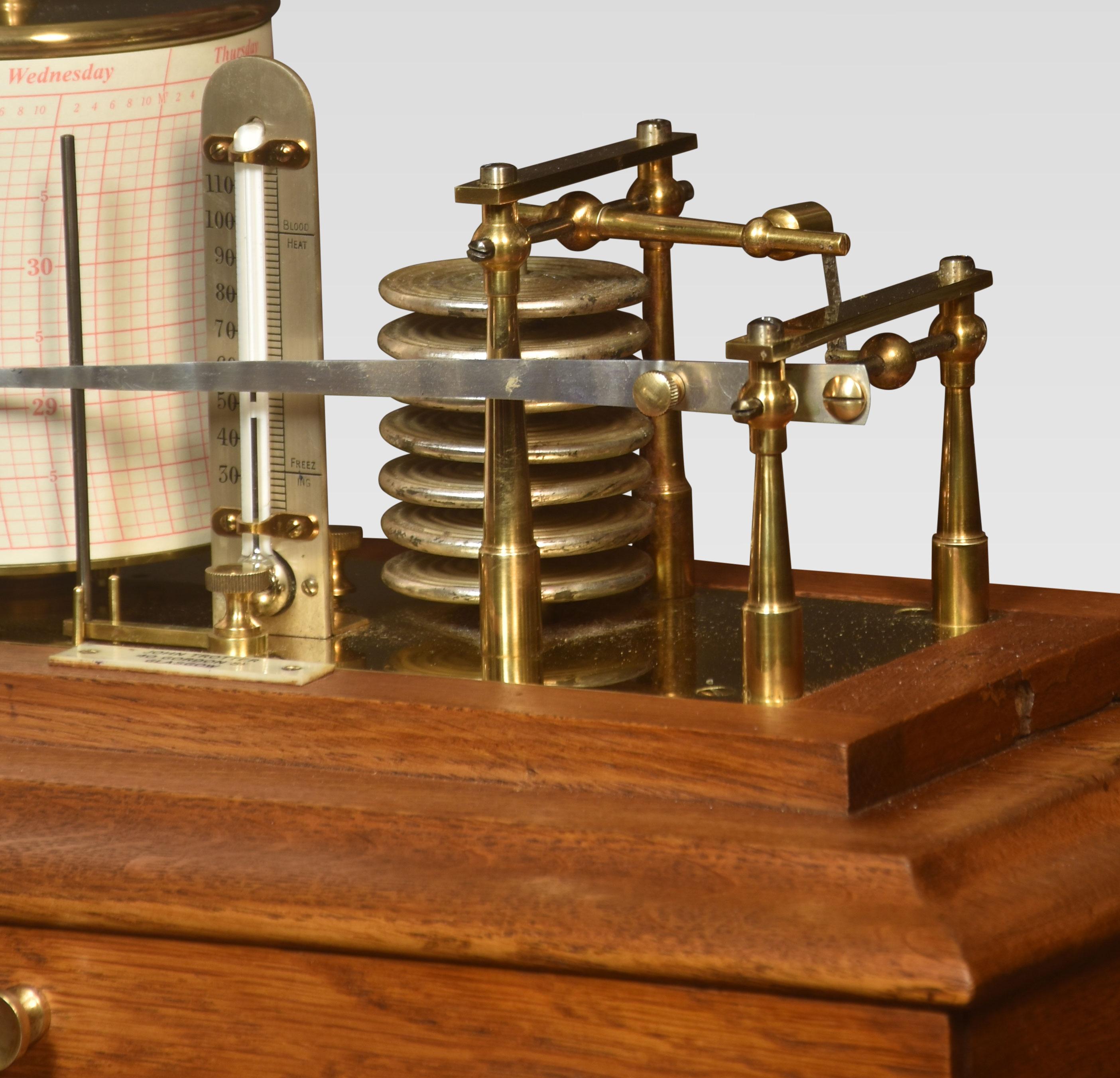 Oak Cased John Trotter of Glasgow Barograph In Good Condition In Cheshire, GB