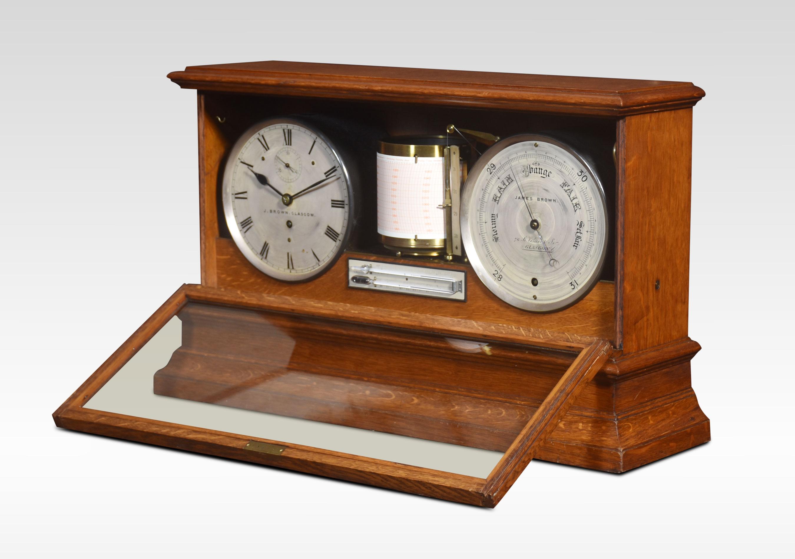 British Oak cased weather station For Sale