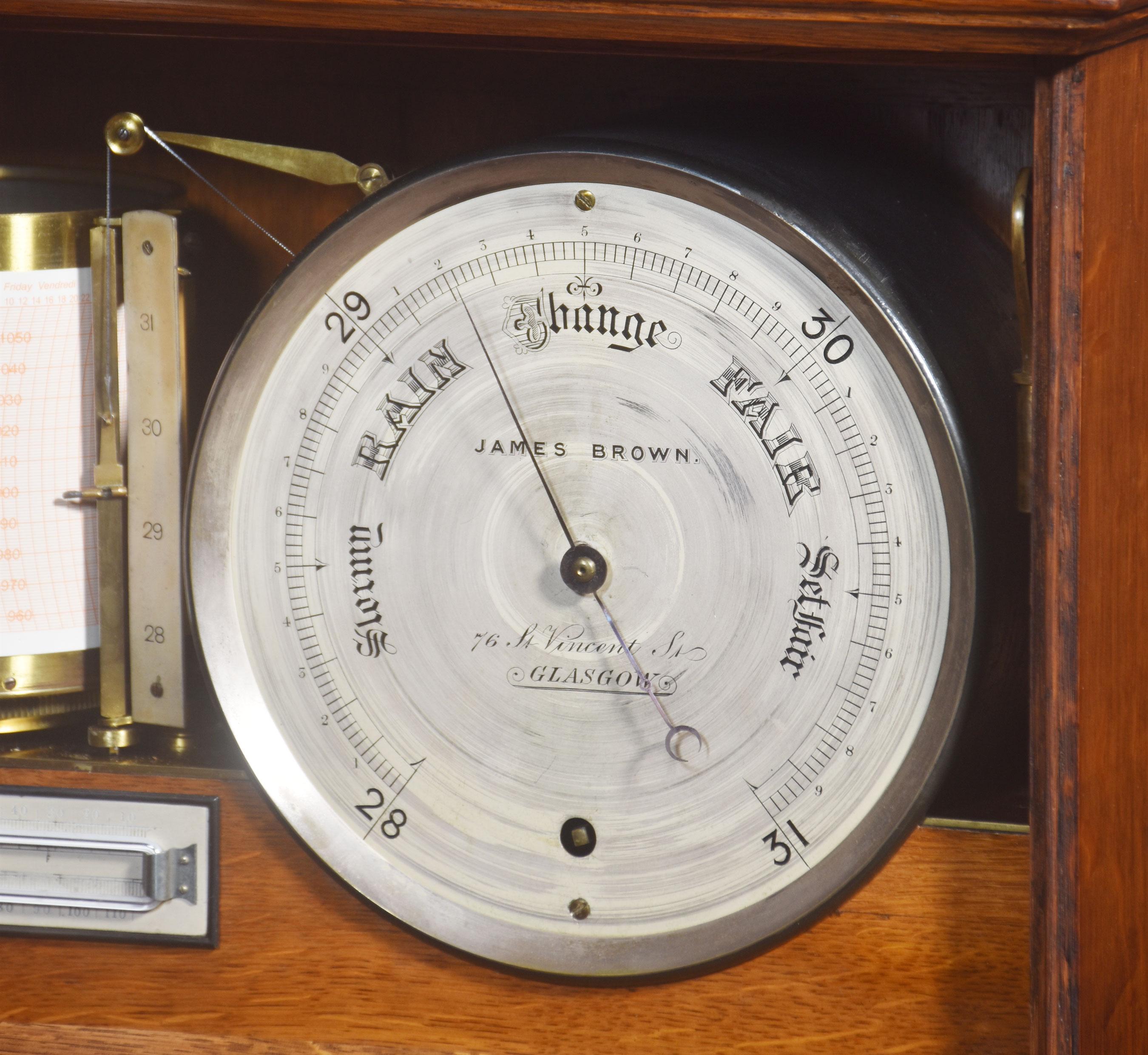 19th Century Oak cased weather station For Sale