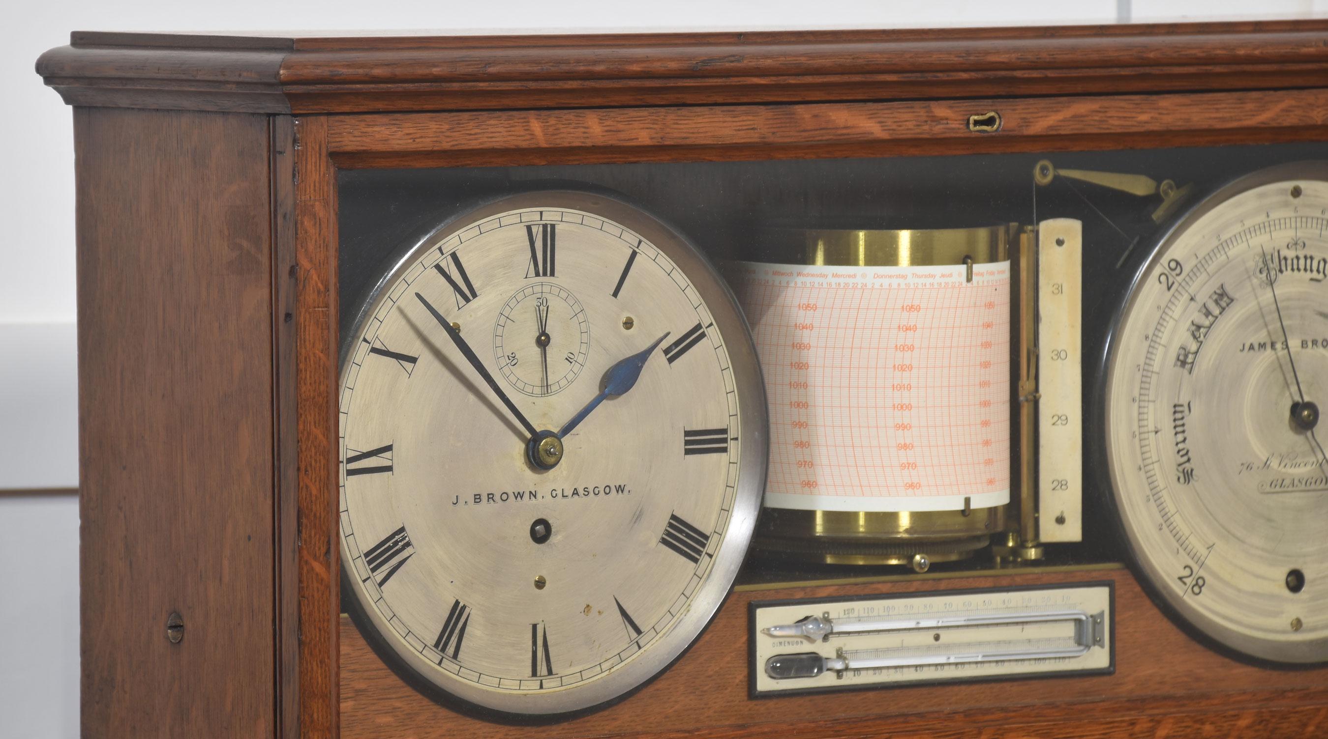 19th Century Oak cased weather station For Sale