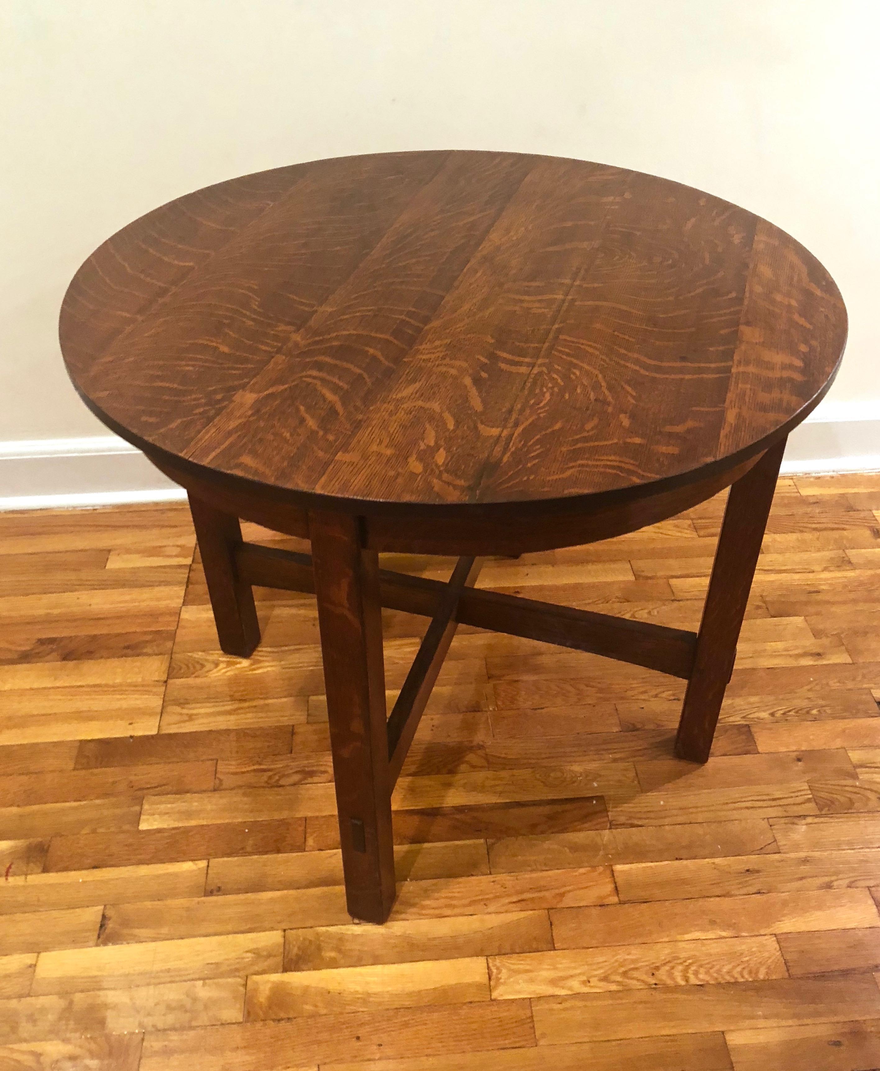 Oak Center or Dining Table by Stickley, USA C. 1910 4