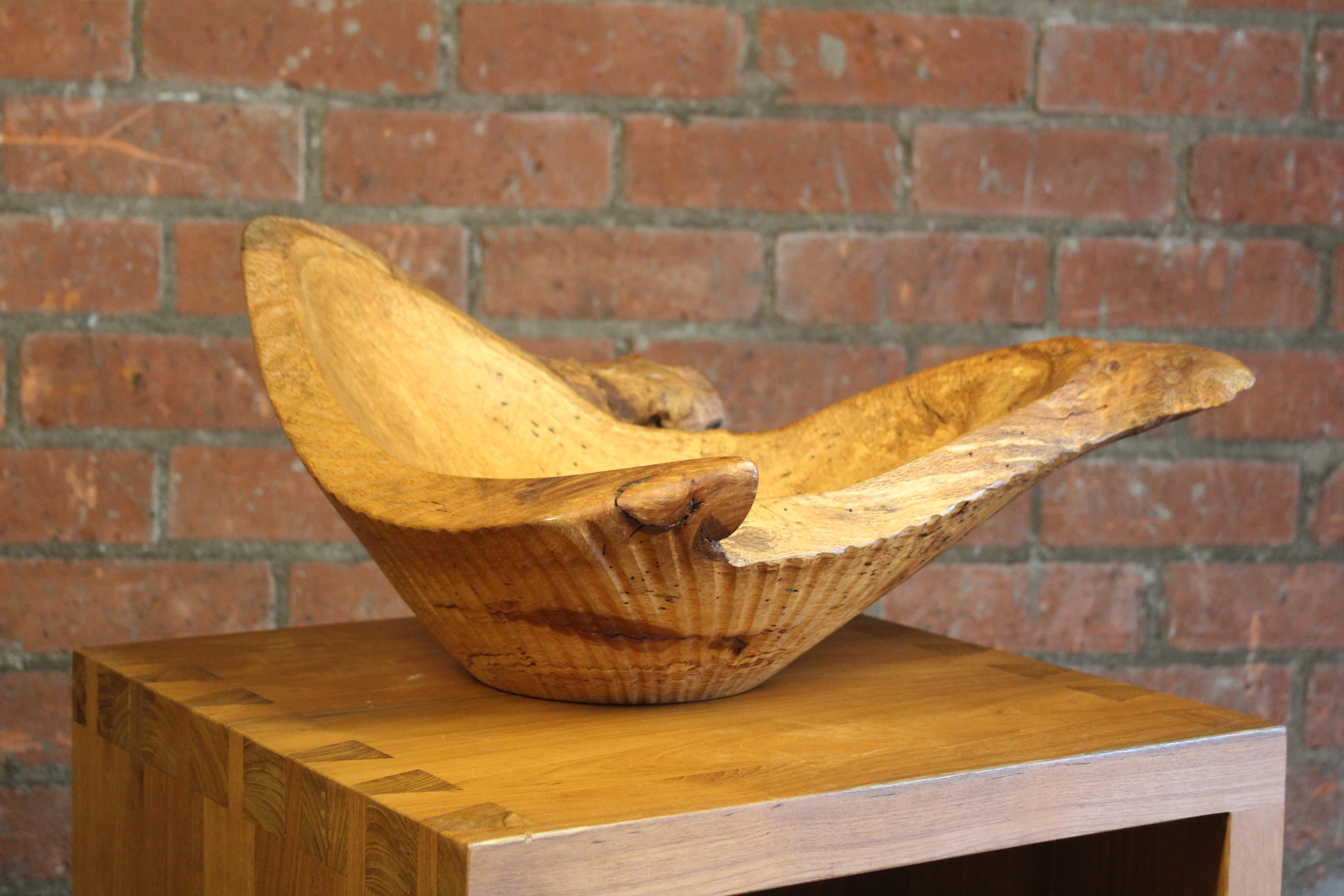 Late 20th Century Oak Centerpiece Bowl by Bruce Mitchell, California, 1997