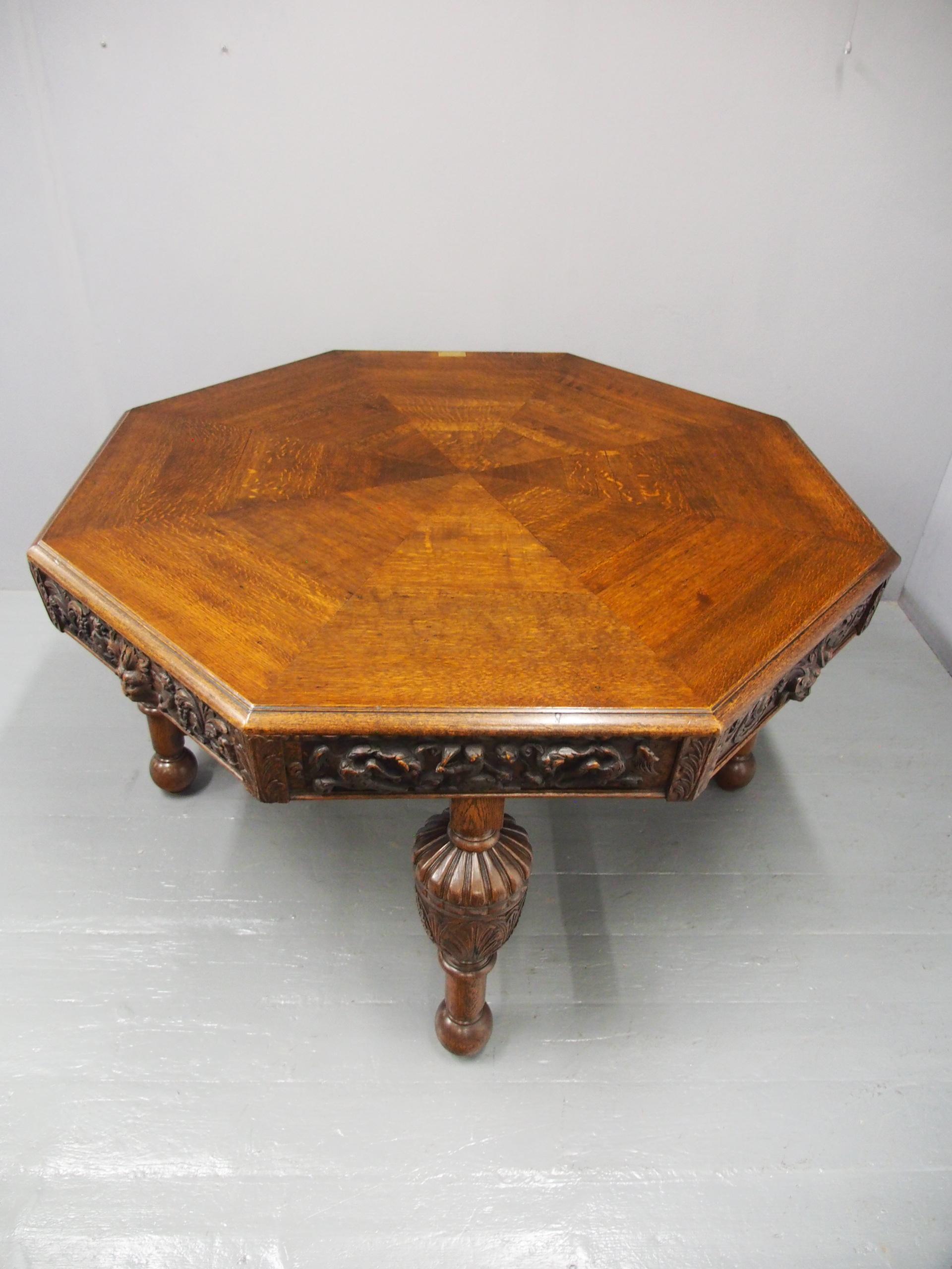 Oak Centre or Dining Table with Historic Edinburgh Woods For Sale 8