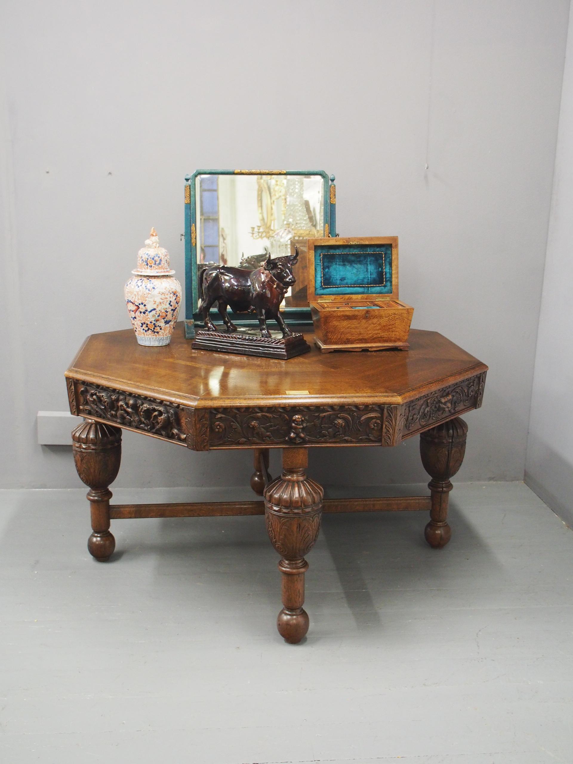 Oak Centre or Dining Table with Historic Edinburgh Woods For Sale 9
