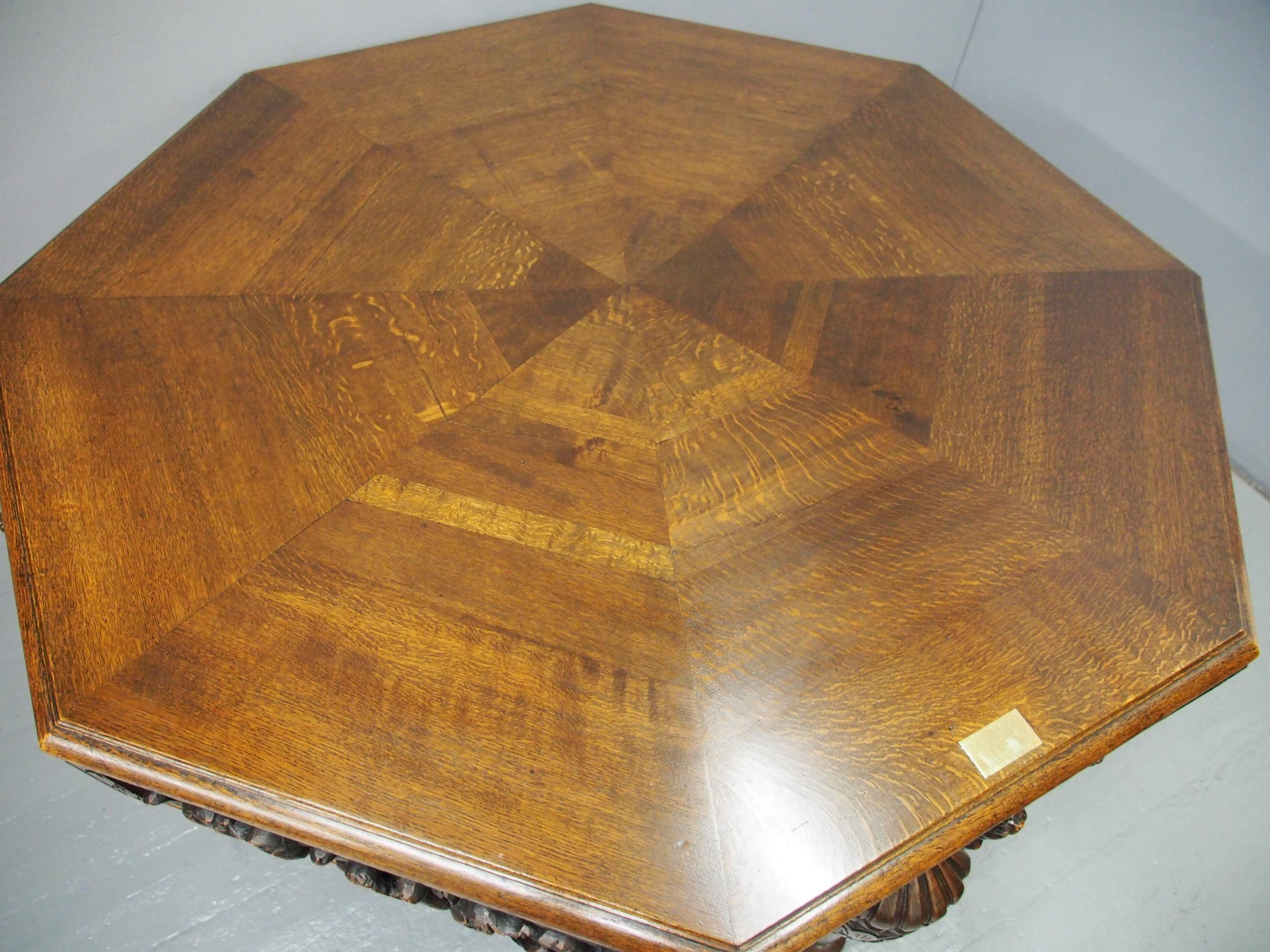 Oak Centre or Dining Table with Historic Edinburgh Woods For Sale 1