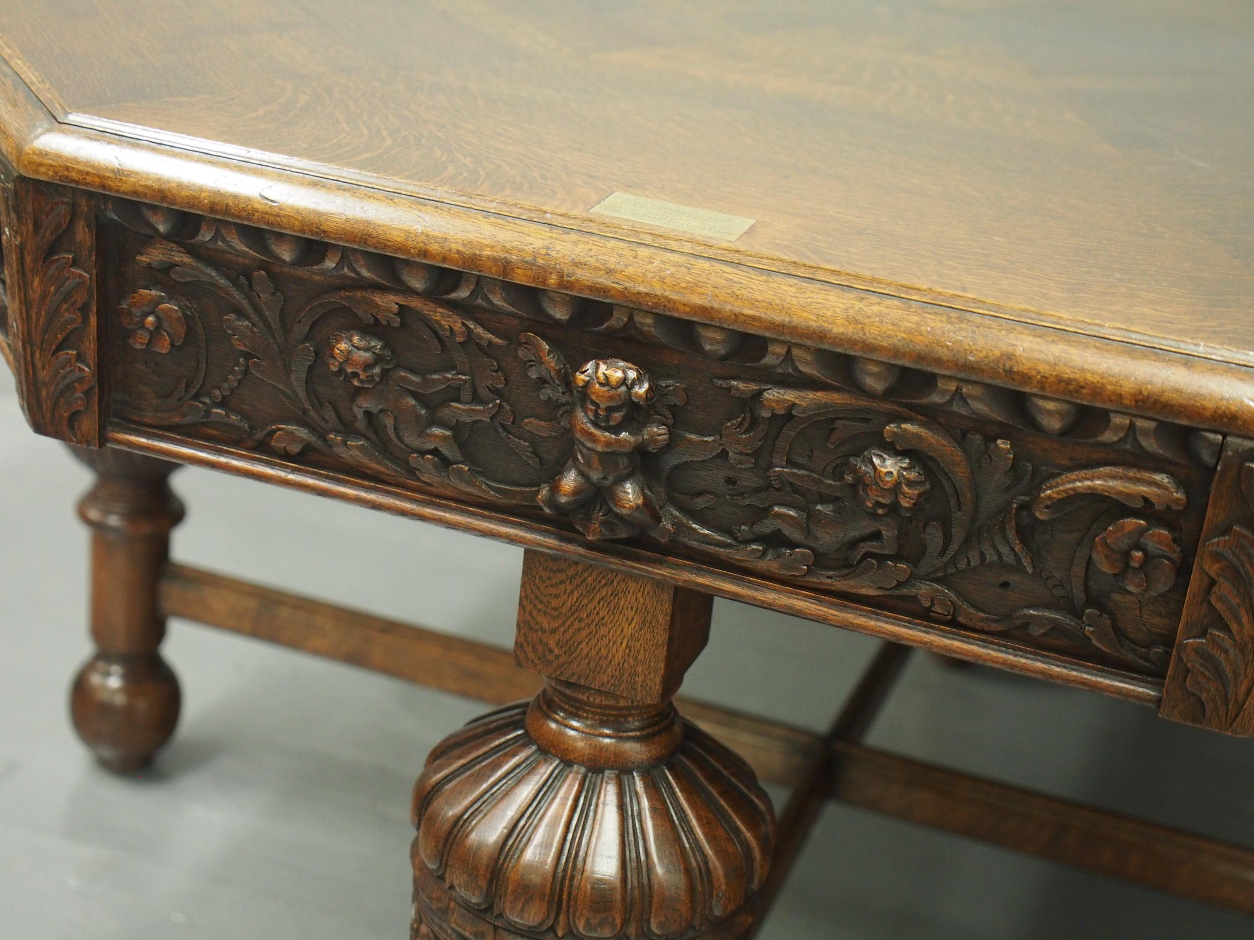 Oak Centre or Dining Table with Historic Edinburgh Woods For Sale 3