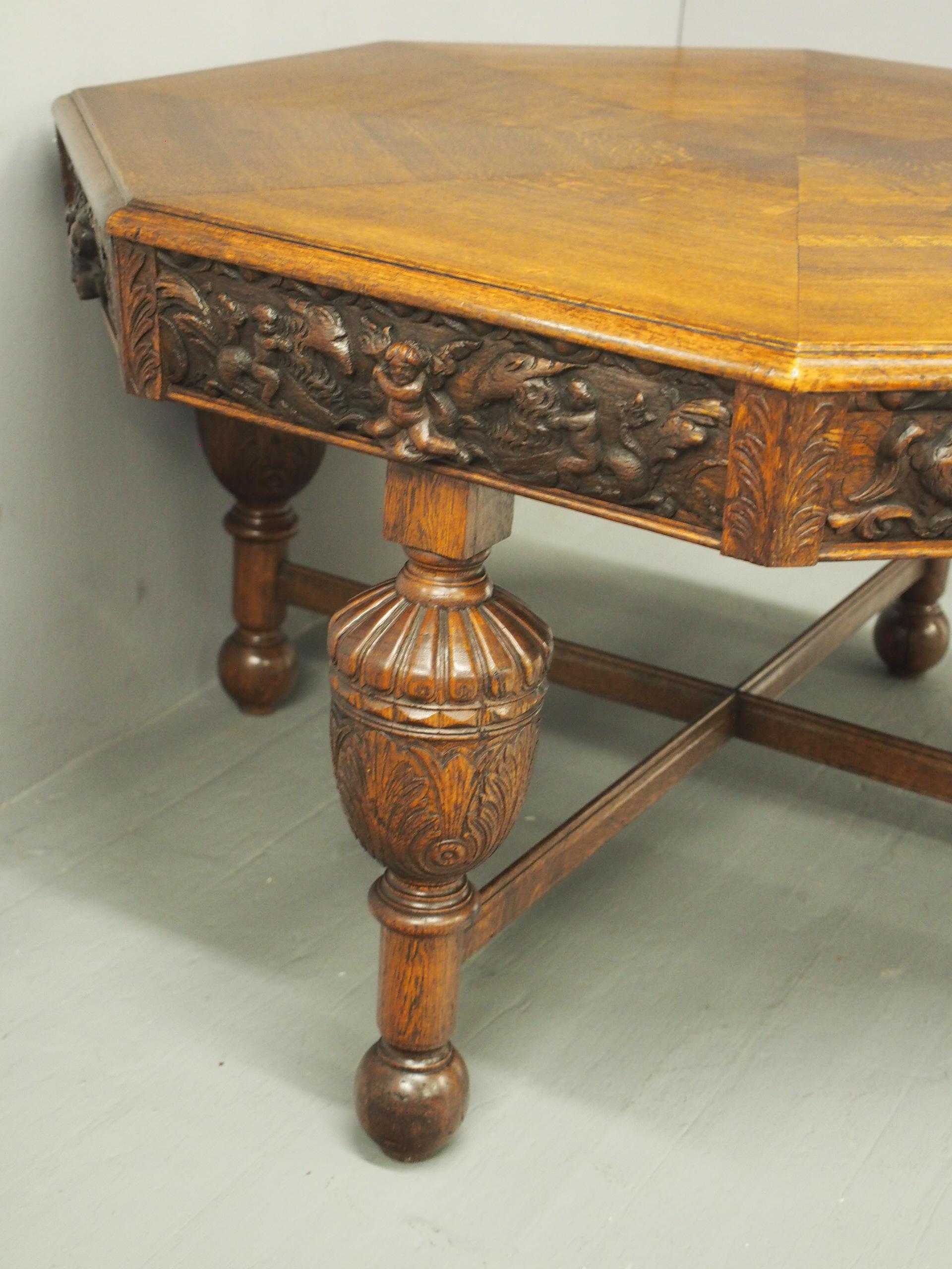 Oak Centre or Dining Table with Historic Edinburgh Woods For Sale 4