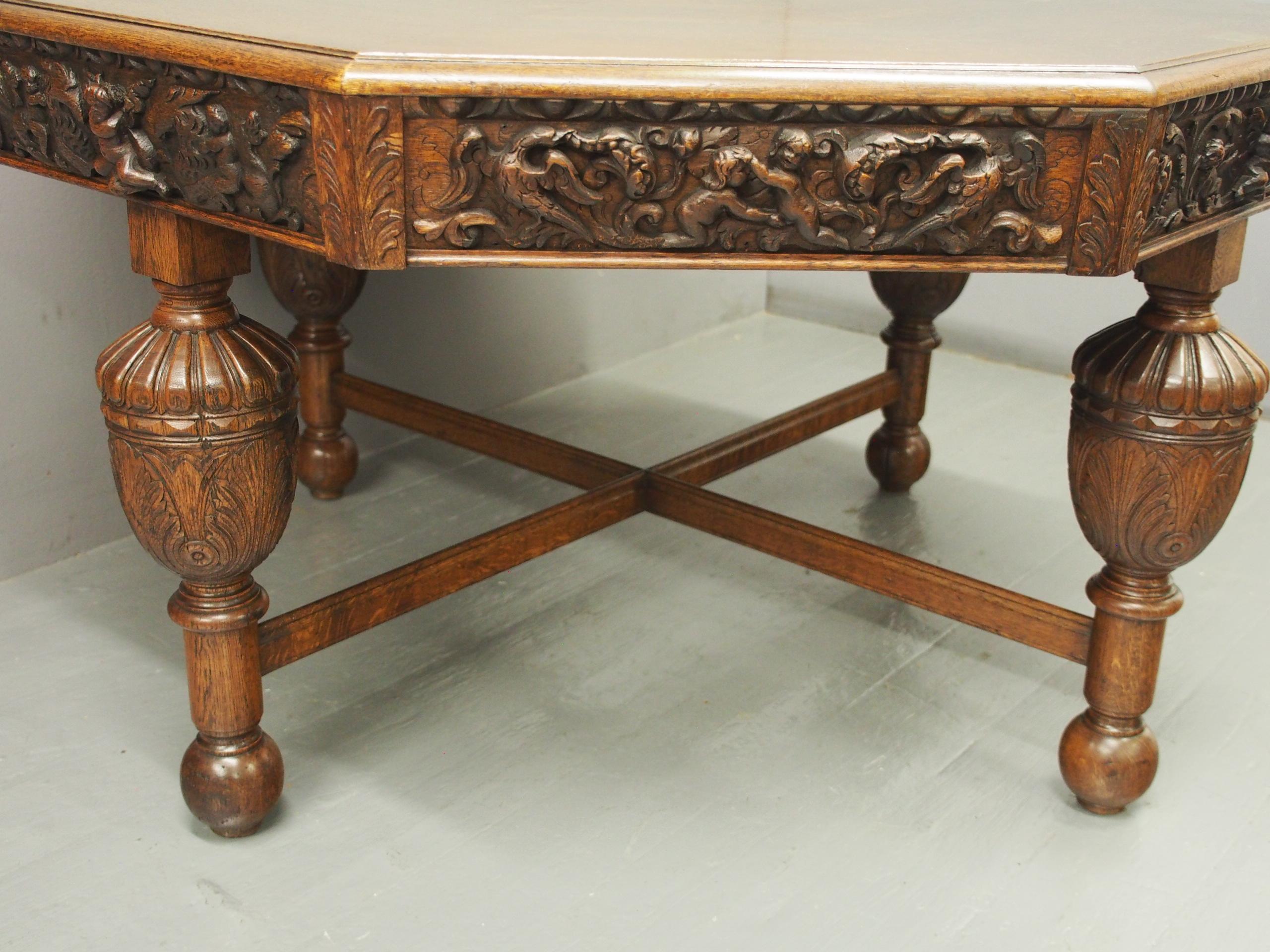 Oak Centre or Dining Table with Historic Edinburgh Woods For Sale 5