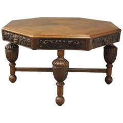 Antique Oak Centre or Dining Table with Historic Edinburgh Woods
