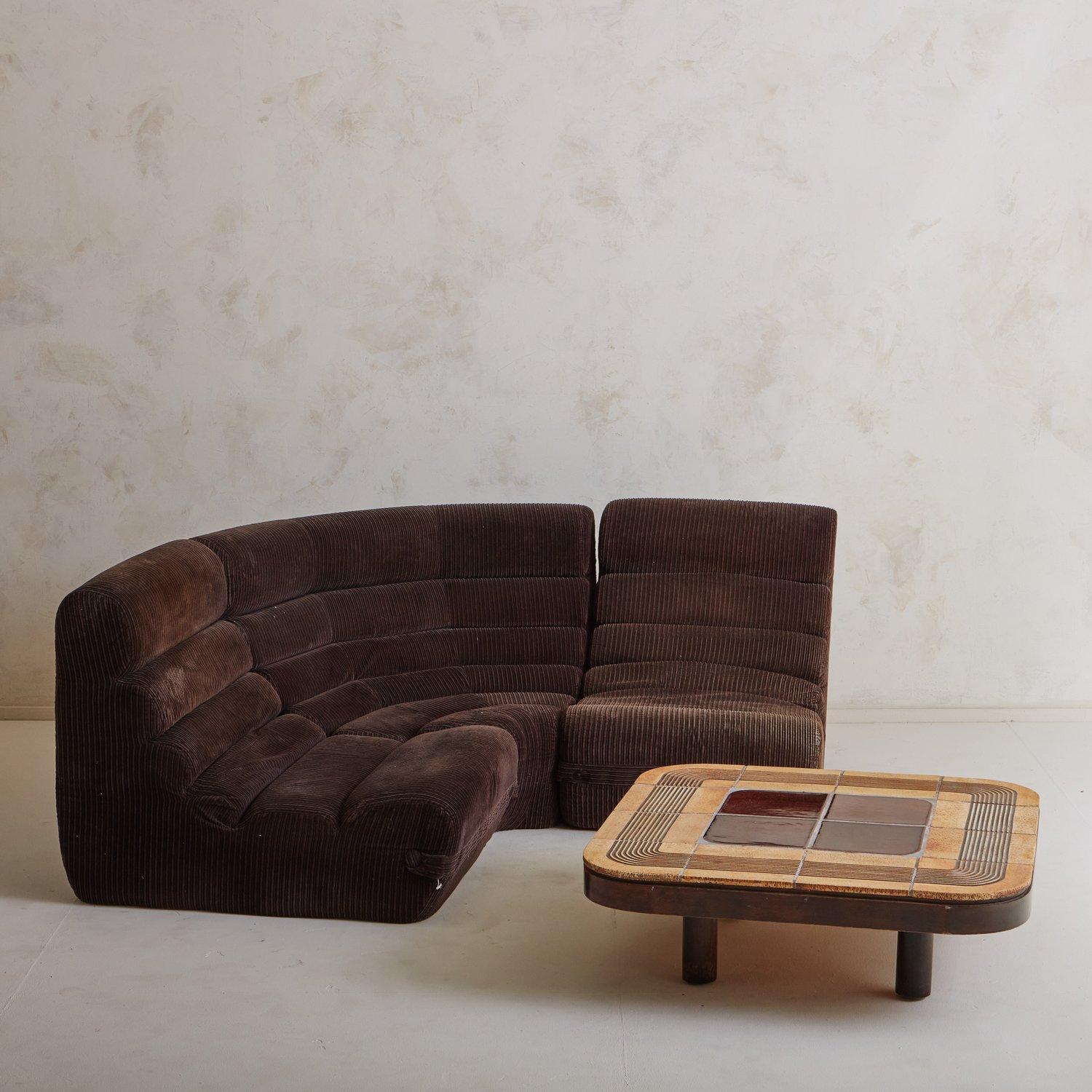 Mid-Century Modern Oak + Ceramic ‘Mambo’ Coffee Table by Roger Capron 11.5