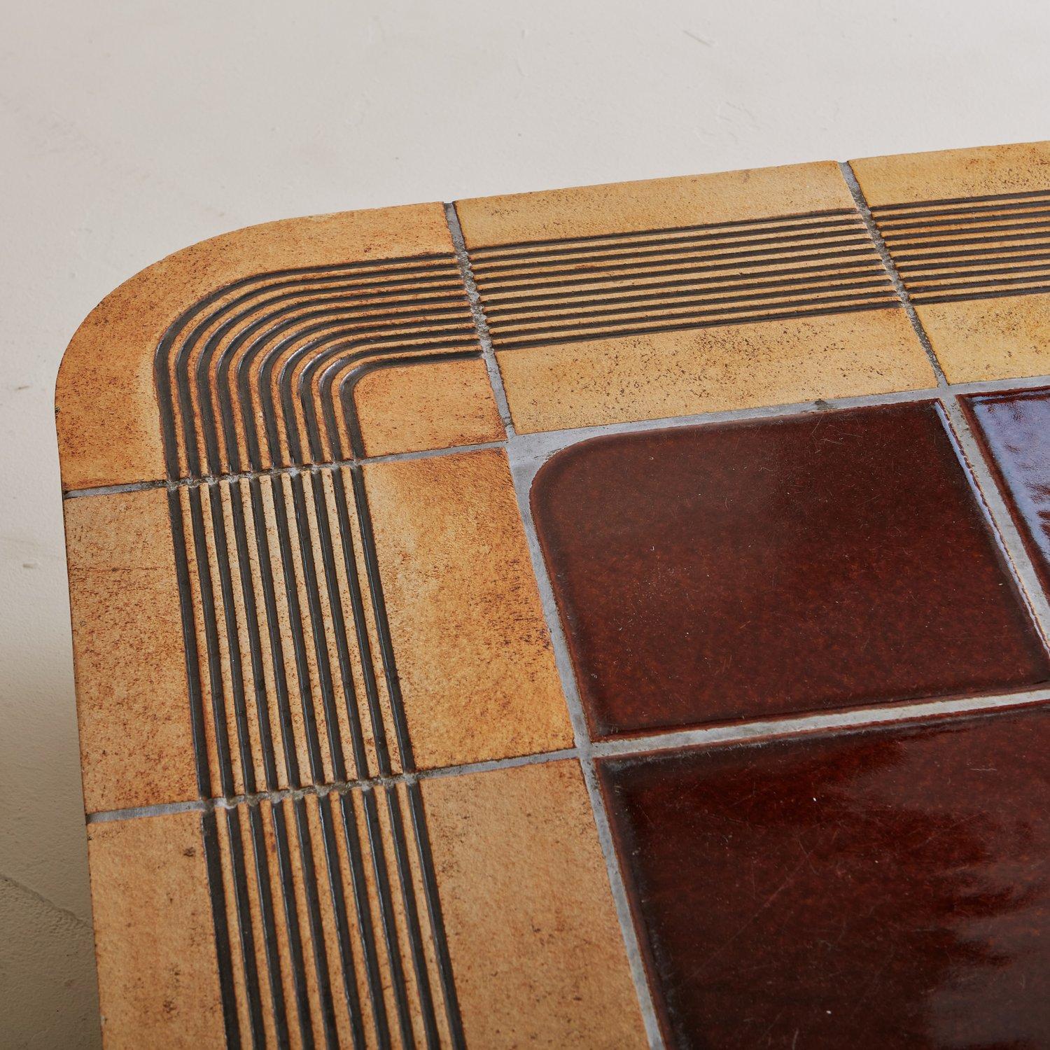 Mid-20th Century Oak + Ceramic ‘Mambo’ Coffee Table by Roger Capron 11.5