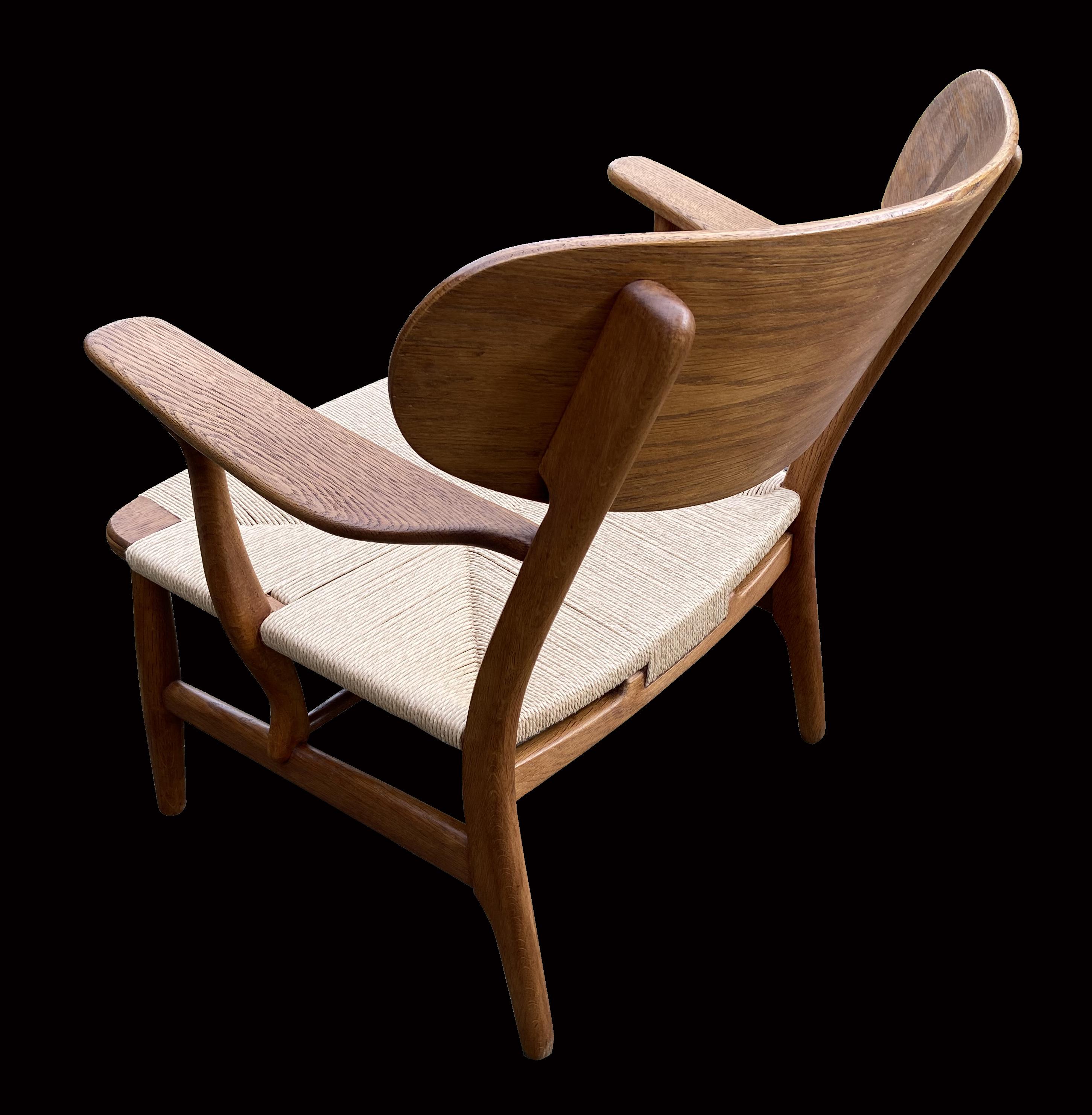 Danish Oak CH22 Lounge Chair by Hans J. Wegner for Carl Hansen