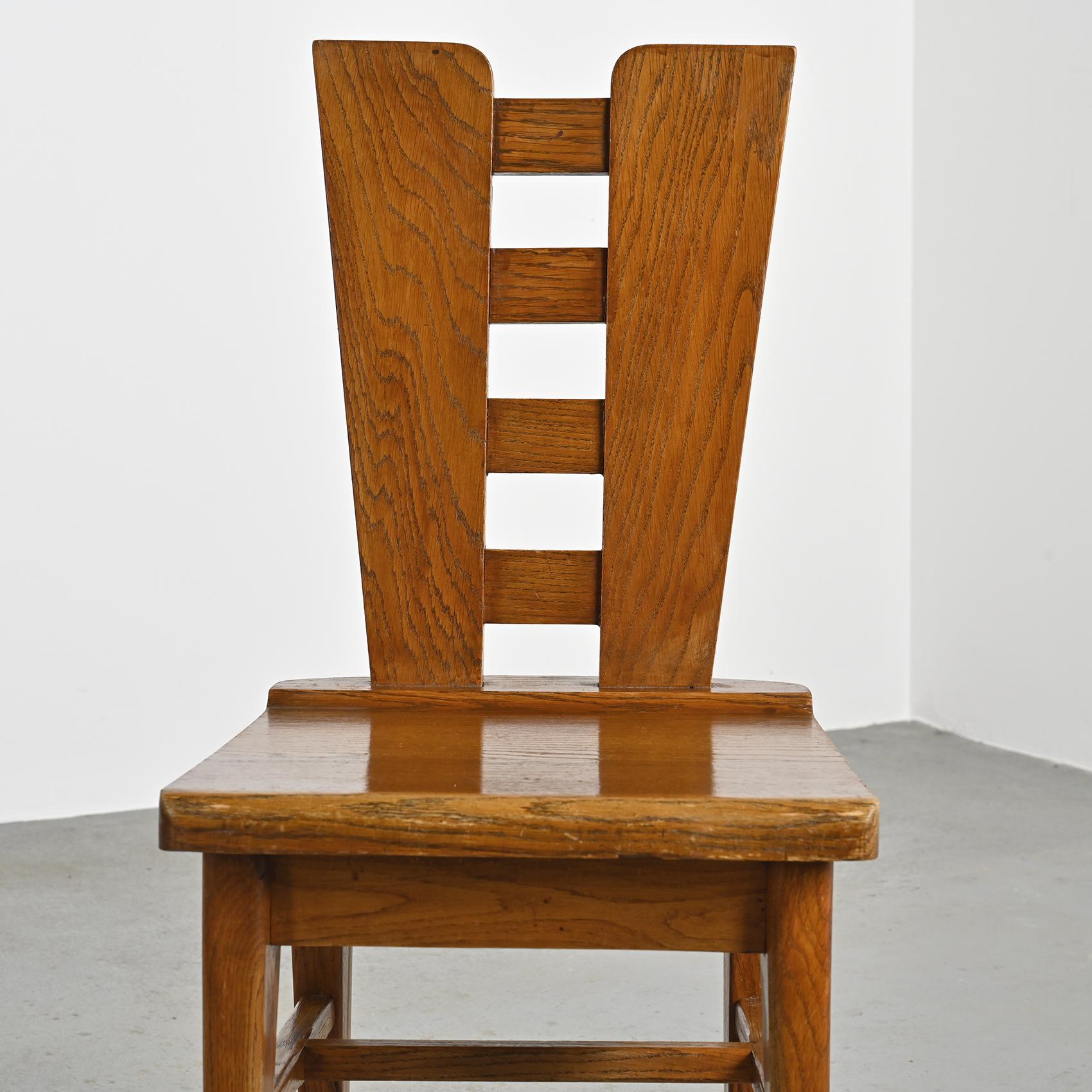 Sedie in Oak di Henri Jacques Le Même, Francia, 1940 ca. 1940, Set di 6 in vendita 5