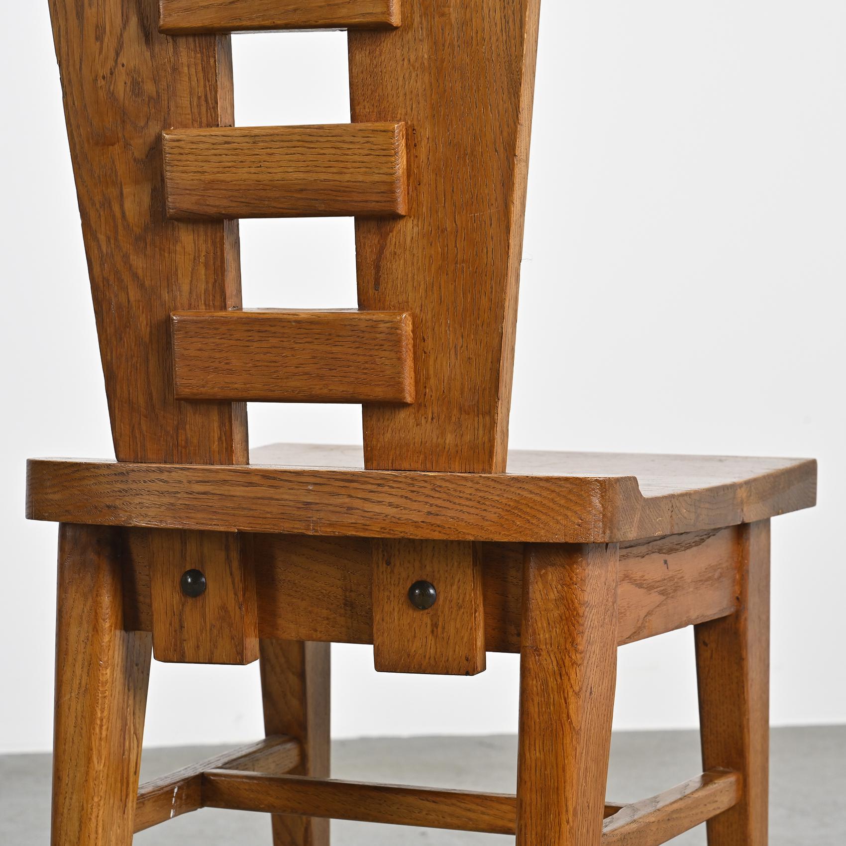 Sedie in Oak di Henri Jacques Le Même, Francia, 1940 ca. 1940, Set di 6 in vendita 7