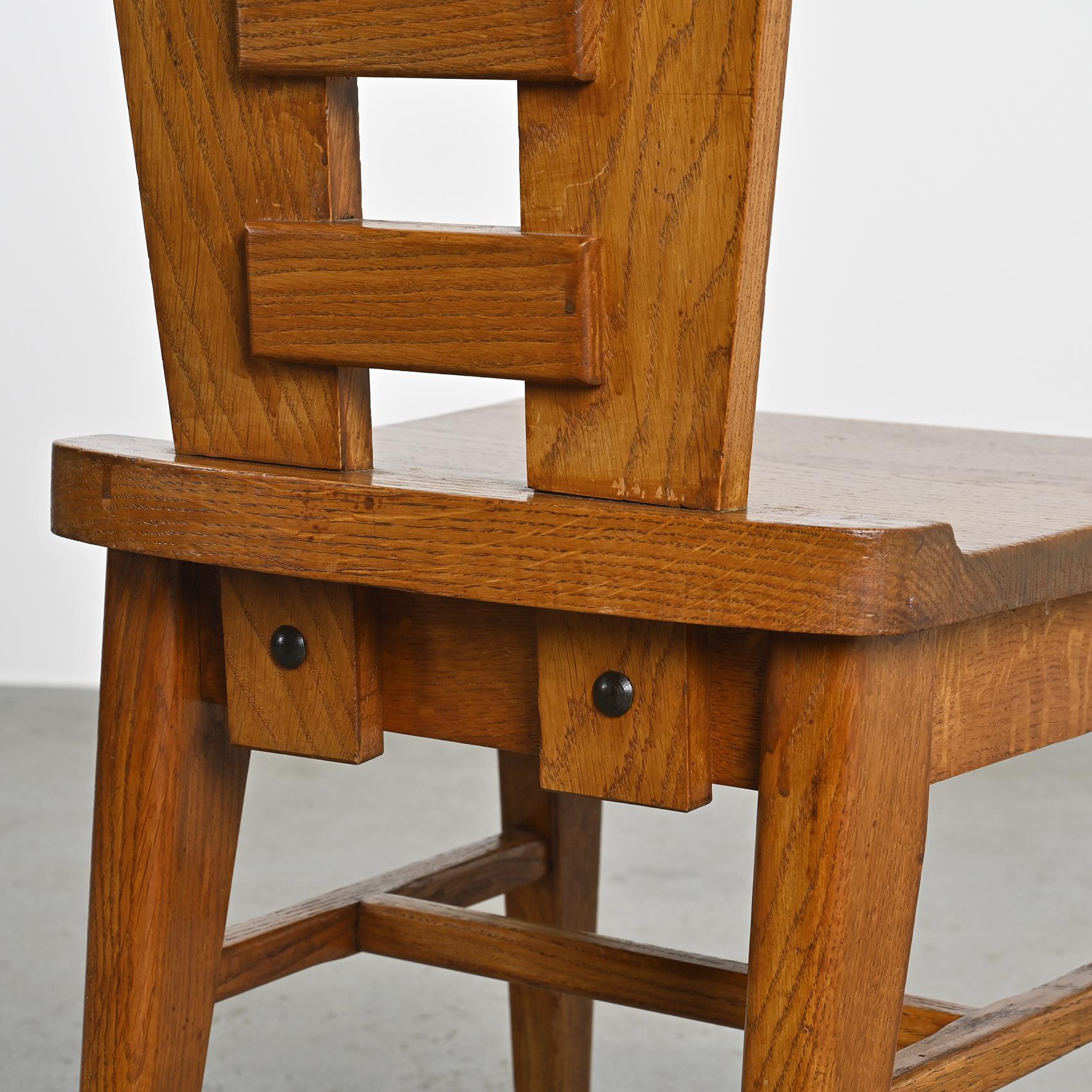 Sedie in Oak di Henri Jacques Le Même, Francia, 1940 ca. 1940, Set di 6 in vendita 7