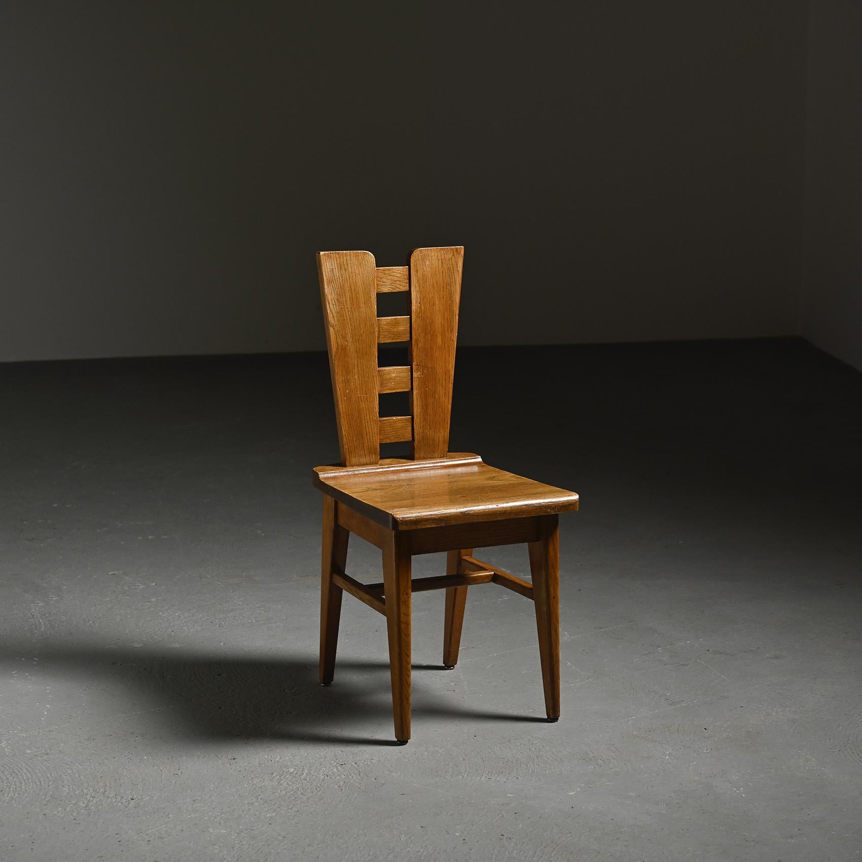 Sedie in Oak di Henri Jacques Le Même, Francia, 1940 ca. 1940, Set di 6 in vendita 10