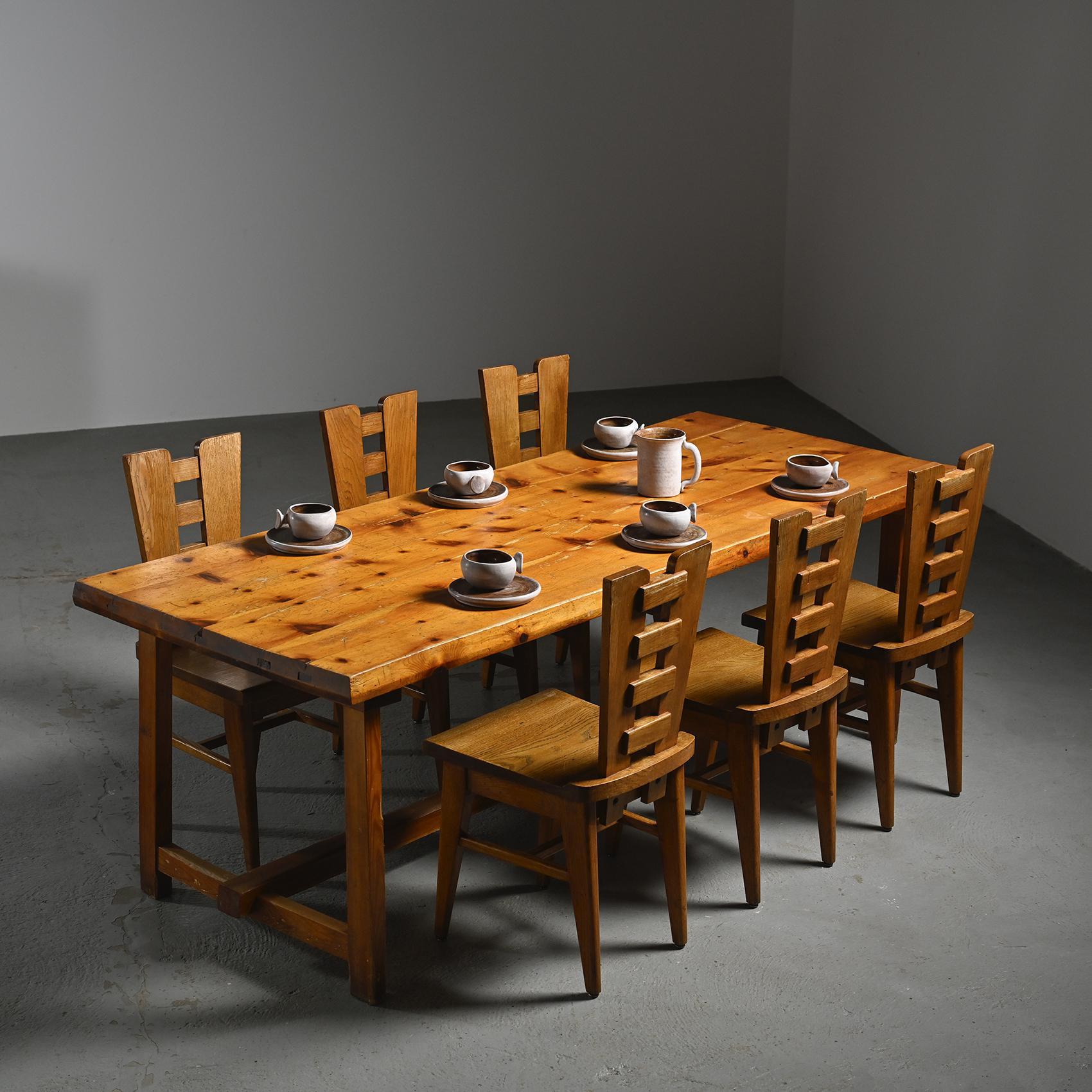 Sedie in Oak di Henri Jacques Le Même, Francia, 1940 ca. 1940, Set di 6 in vendita 10