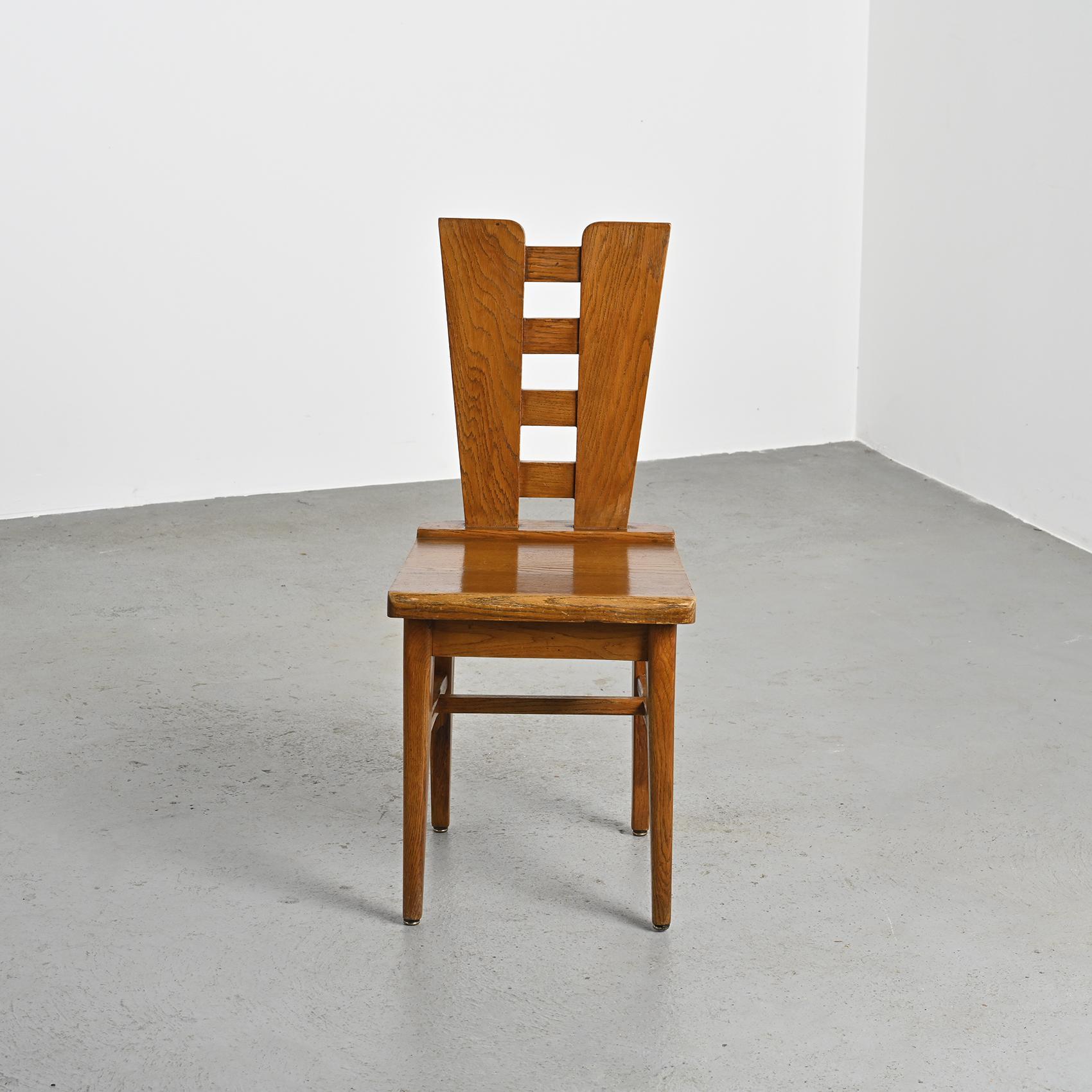 Francese Sedie in Oak di Henri Jacques Le Même, Francia, 1940 ca. 1940, Set di 6 in vendita