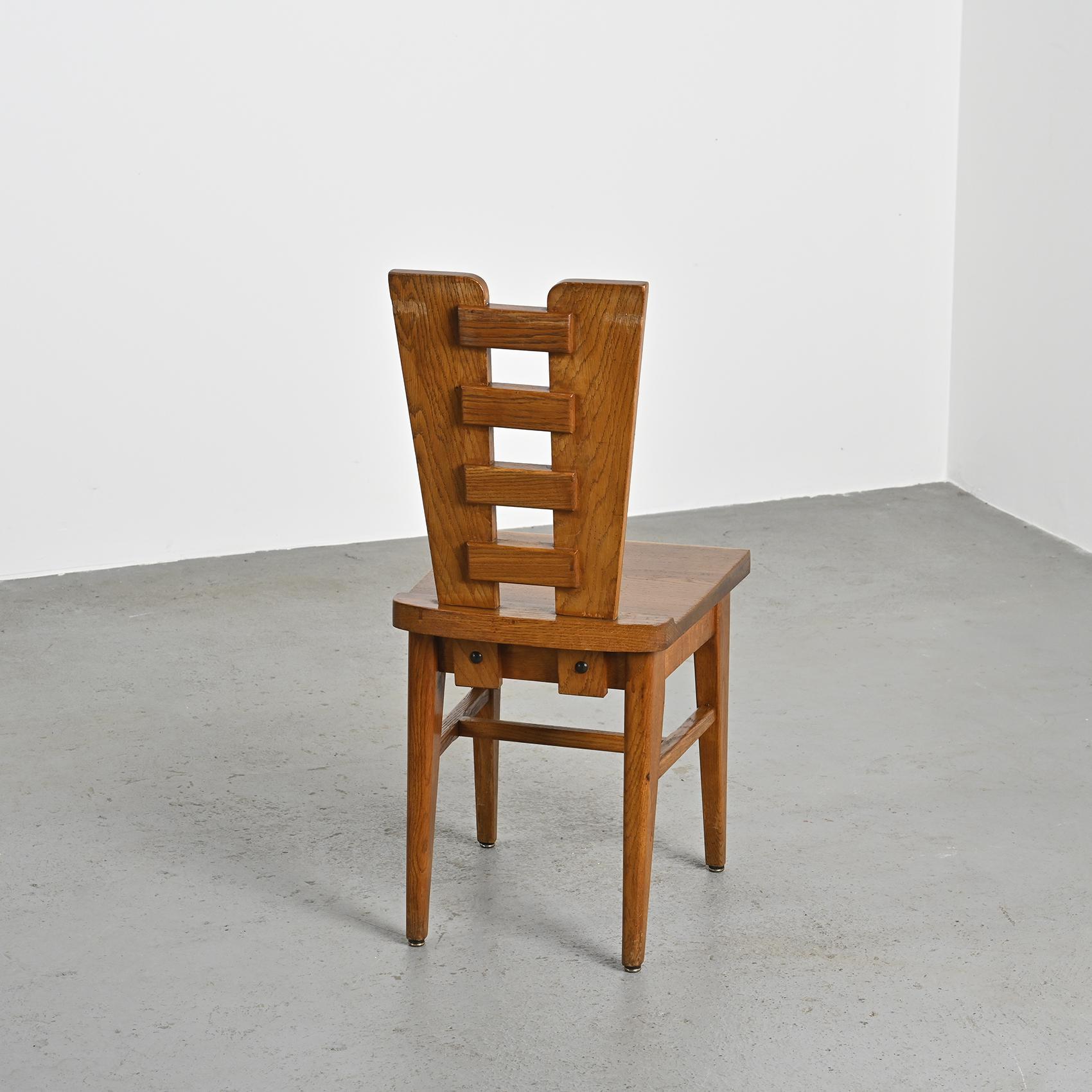 Quercia Sedie in Oak di Henri Jacques Le Même, Francia, 1940 ca. 1940, Set di 6 in vendita