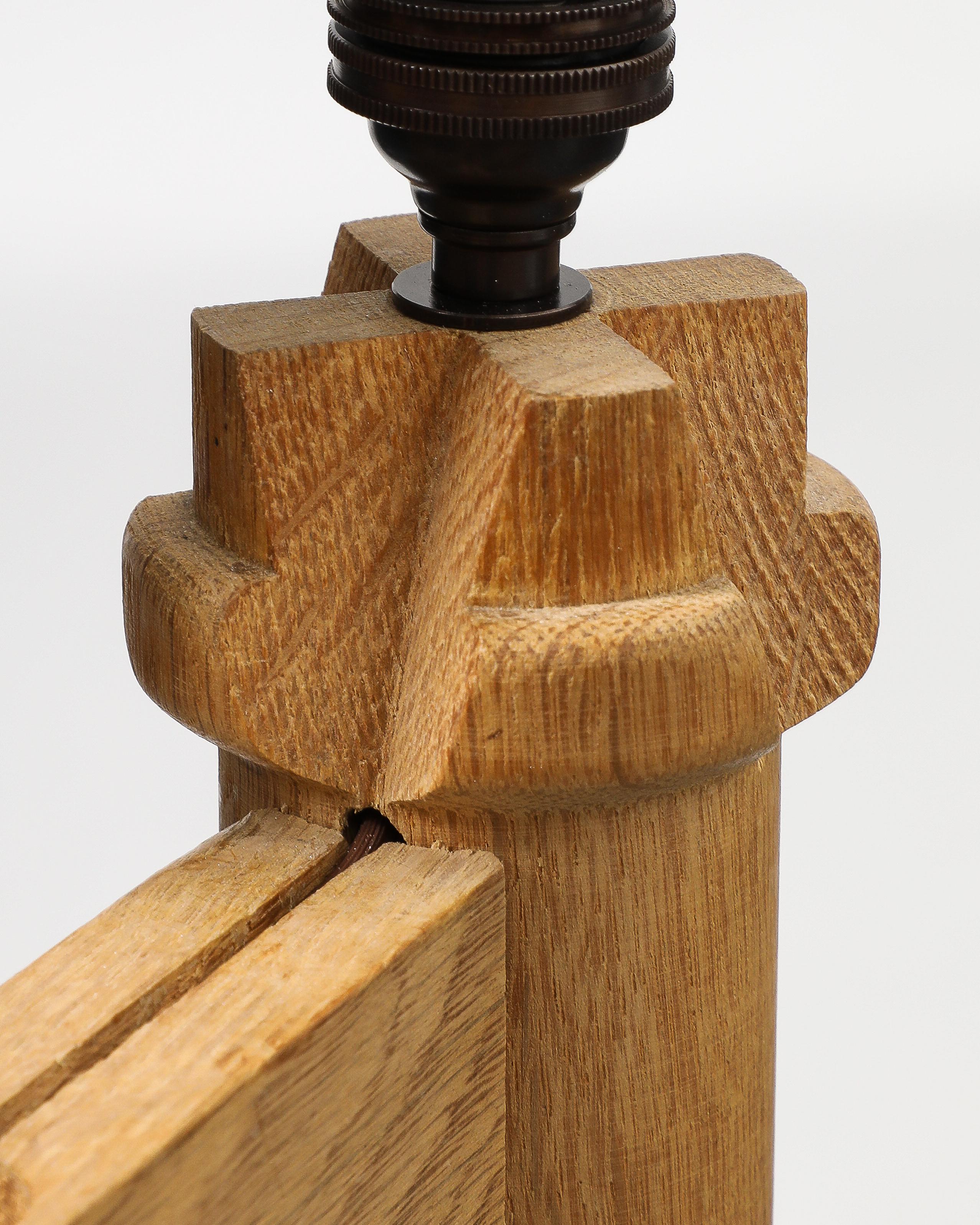 Oak Chandelier by Guillerme and Chambron, France, c. 1960 For Sale 5