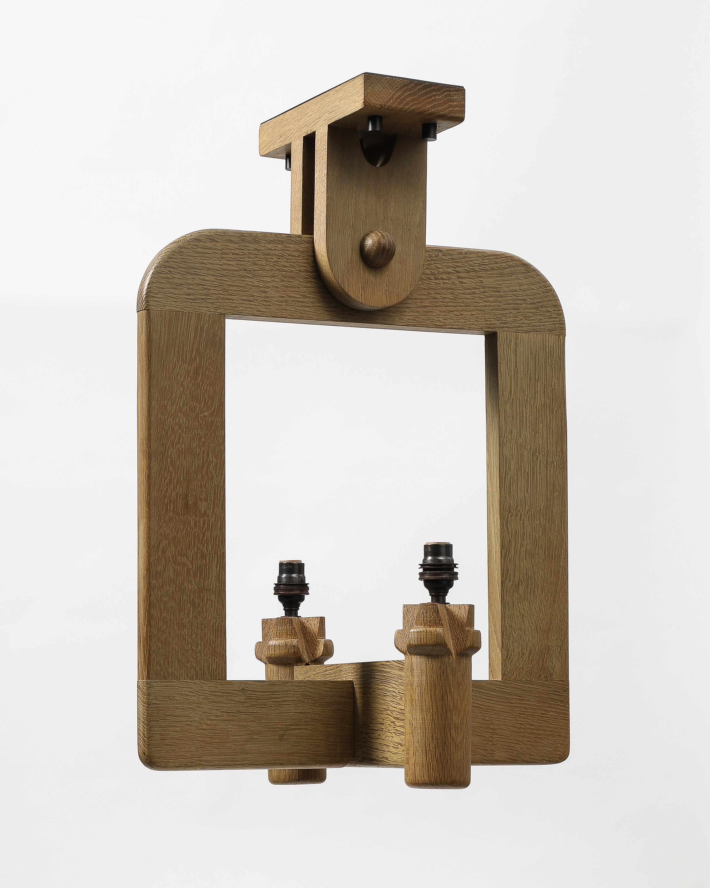 Araña de roble de Guillerme y Chambron, Francia, c. 1960 Moderno de mediados de siglo en venta