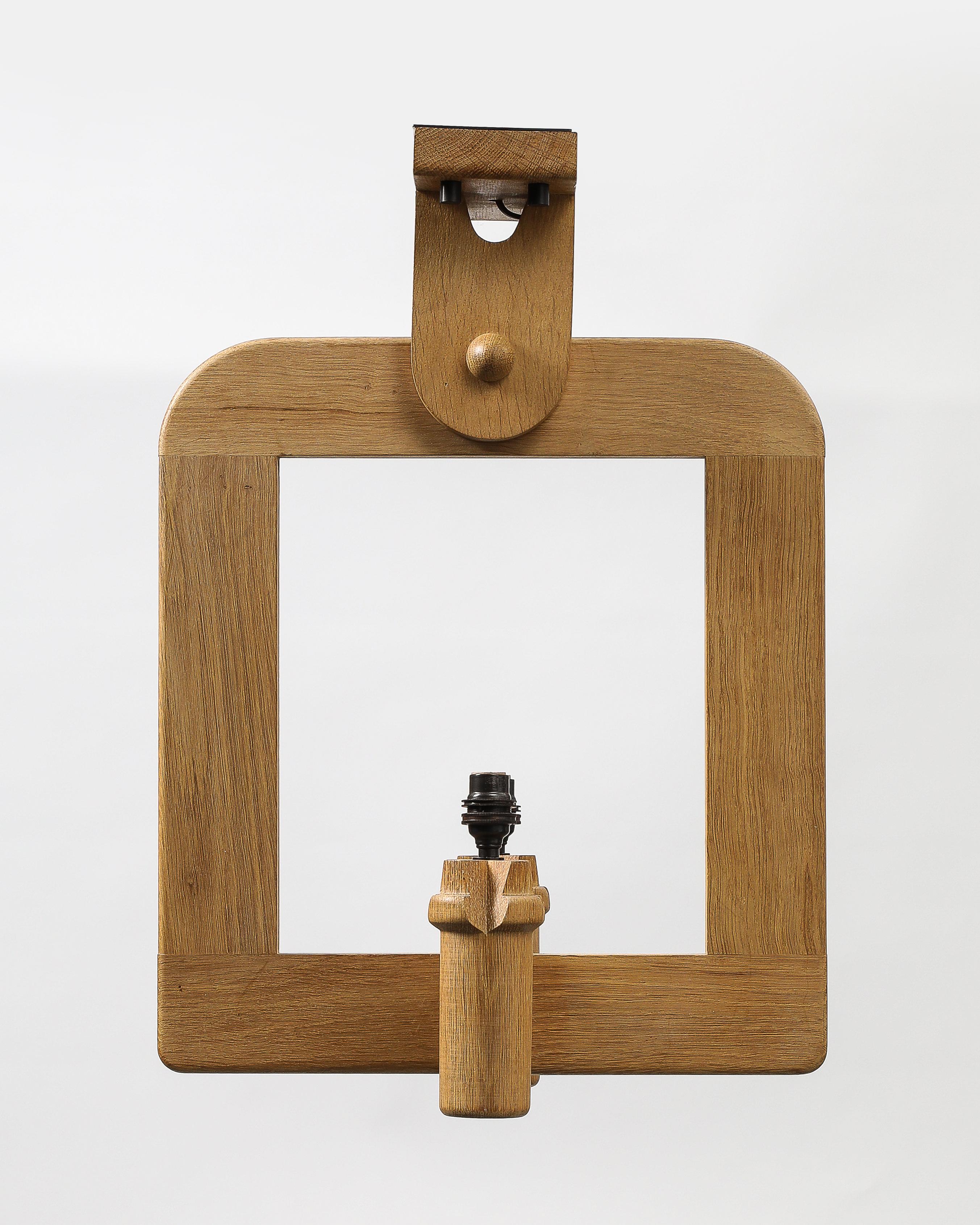 Mid-Century Modern Oak Chandelier by Guillerme and Chambron, France, c. 1960 For Sale